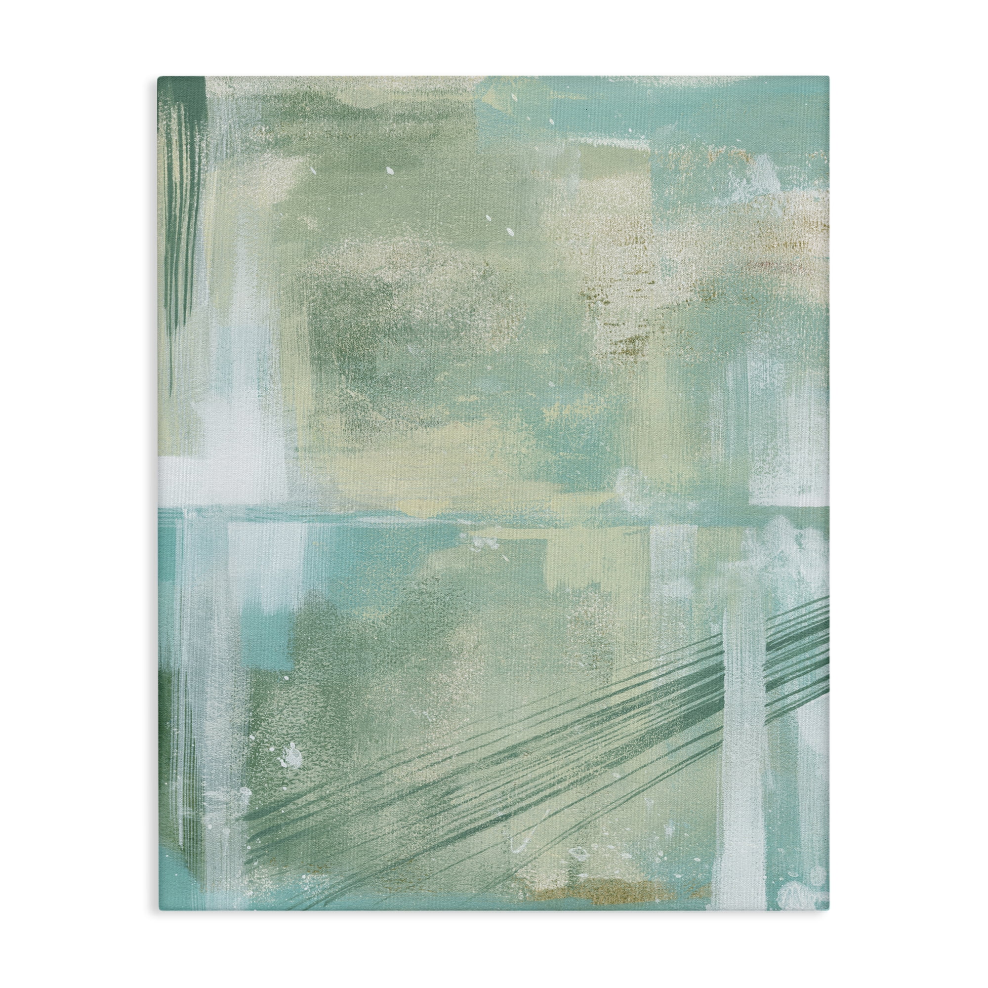 Stupell Industries Green Industrial Abstraction Abstract Painting Wrapped Canvas Art Print Wall Art, 36 x 48