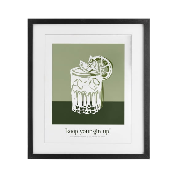 Stupell Industries Green Keep Your Gin Up Black Framed Print Under Glass design by Lettered and Lined, 21 x 17