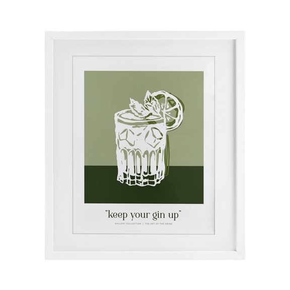 Stupell Industries Green Keep Your Gin Up White Framed Print Under Glass design by Lettered and Lined, 16 x 13