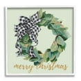 thumbnail image 1 of Stupell Industries Green Leaf Wreath Merry Christmas Phrase Plaid Bow, 17 x 17, Design by Patricia Pinto, 1 of 7