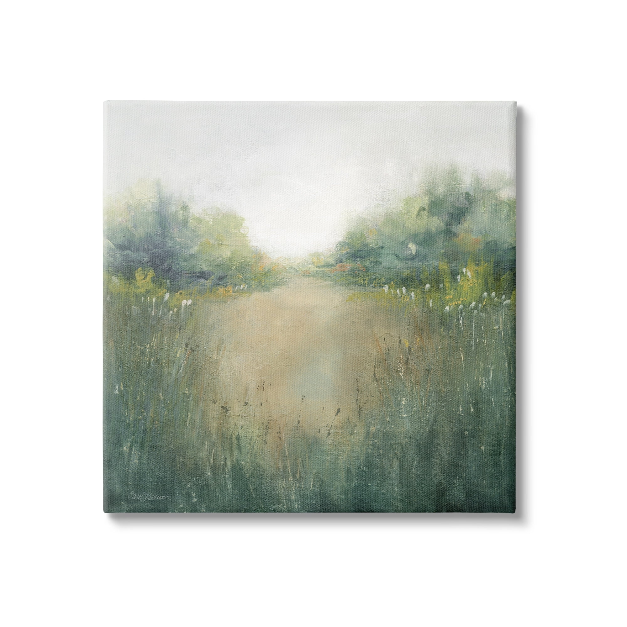 Green Lush Pond Landscape Canvas Painting Print, 17" x 17"