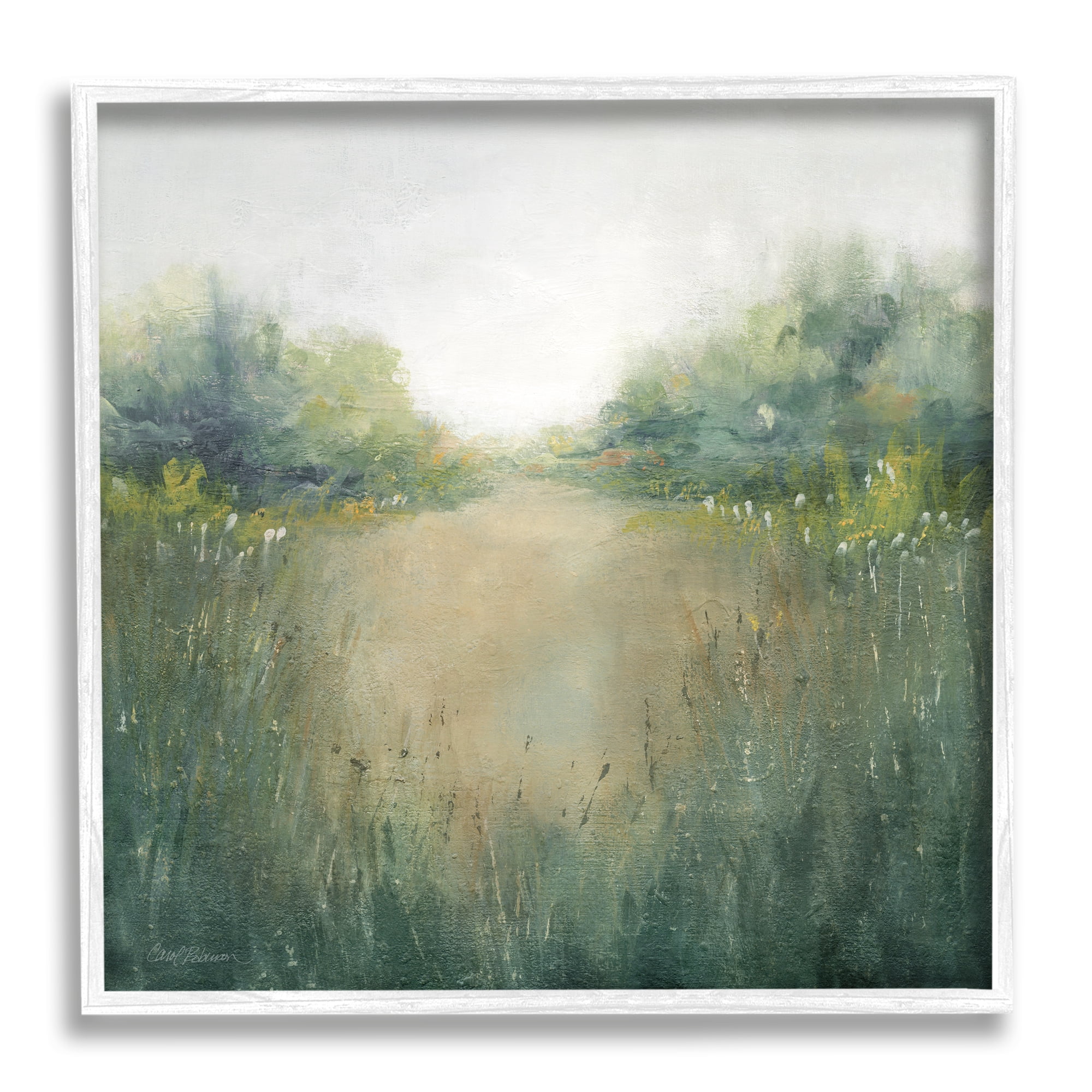 Stupell Industries Green Lush Pond Landscape Painting Landscape Painting White Framed Art Print Wall Art