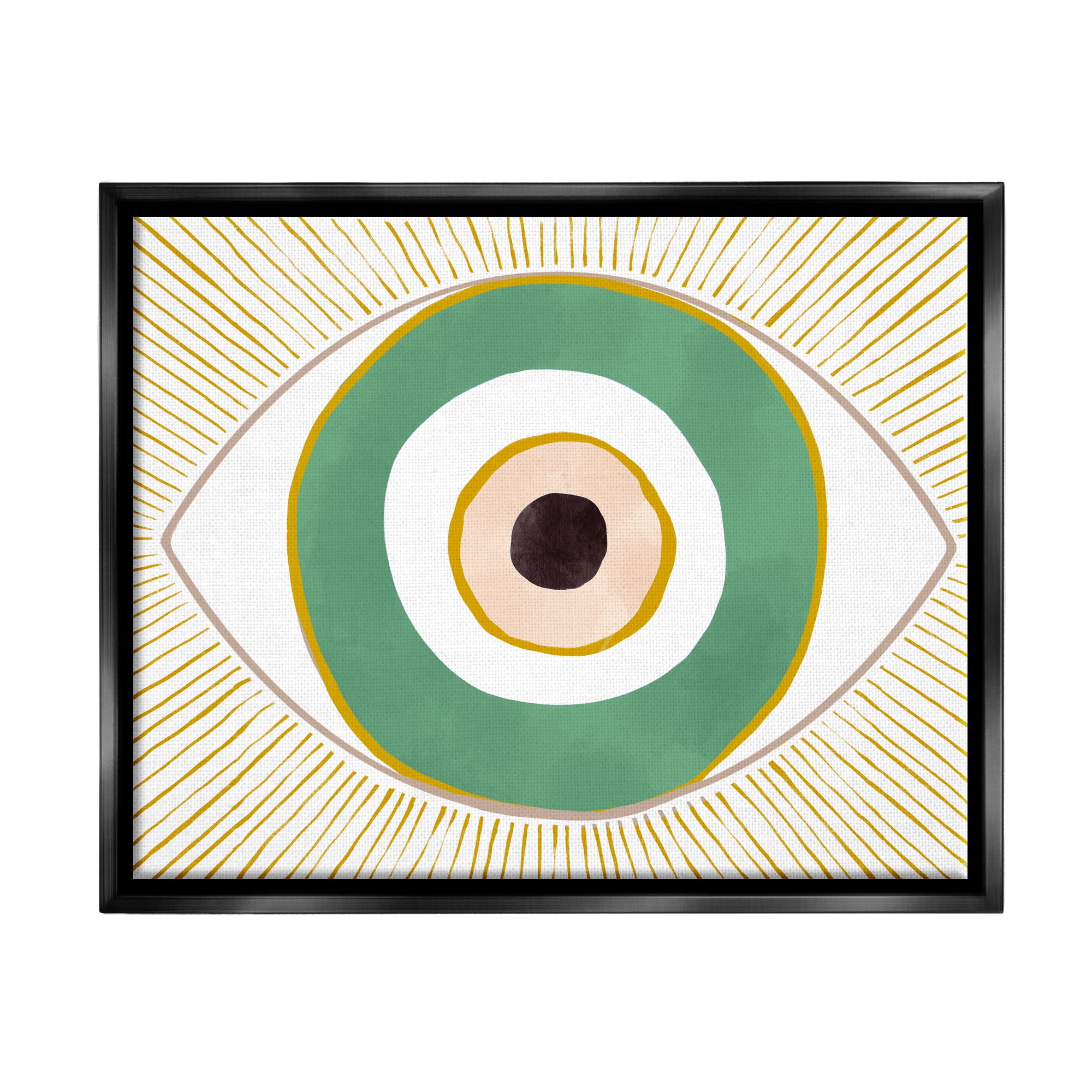 Stupell Industries Green Modern Evil Eye Symbol Abstract Painting Black Floater Framed Art Print Wall Art