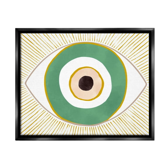 Stupell Industries Green Modern Evil Eye Symbol Abstract Painting Black Floater Framed Art Print Wall Art