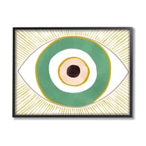 Stupell Industries Green Modern Evil Eye Symbol Abstract Painting Black Framed Art Print Wall Art