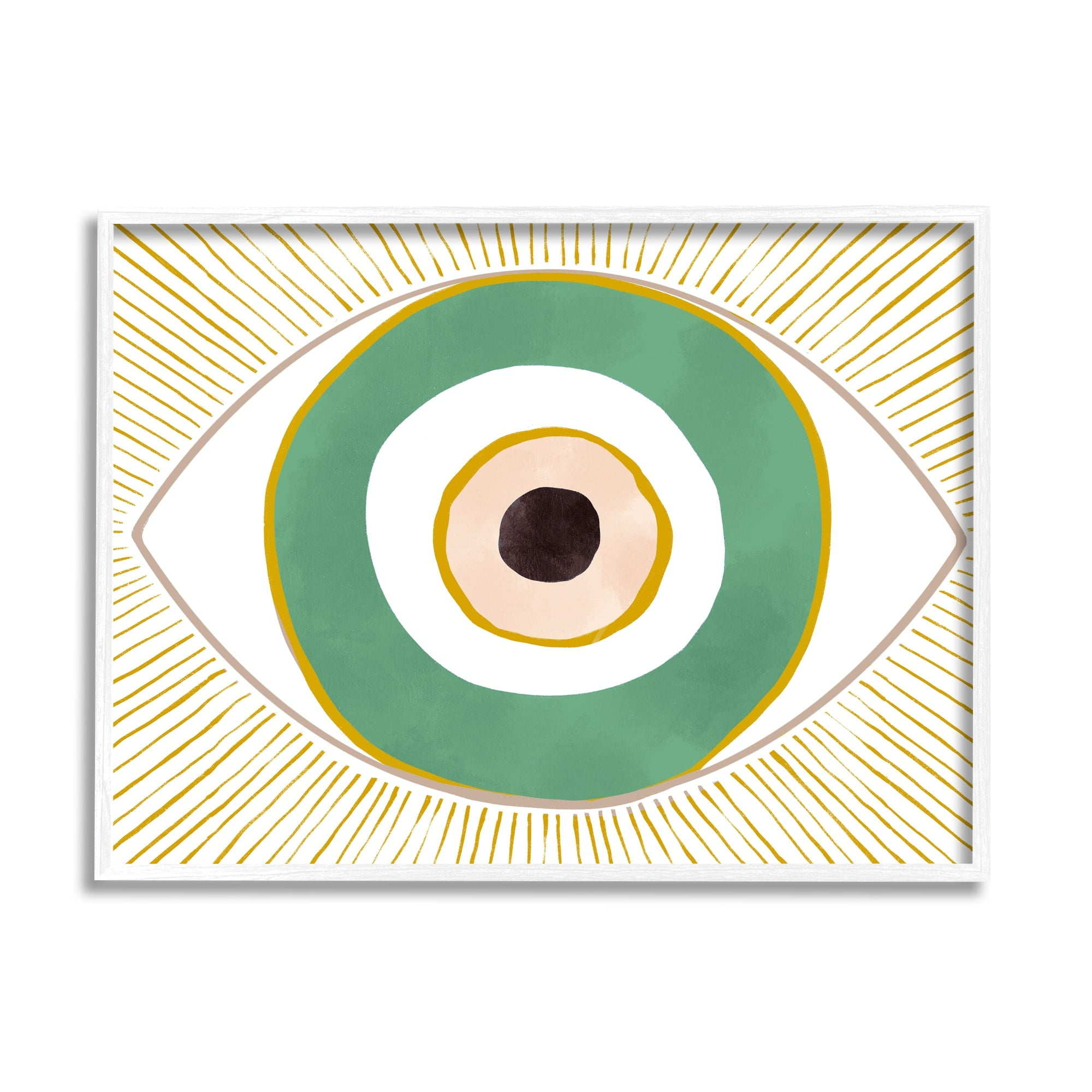 Stupell Industries Green Modern Evil Eye Symbol Abstract Painting White Framed Art Print Wall Art