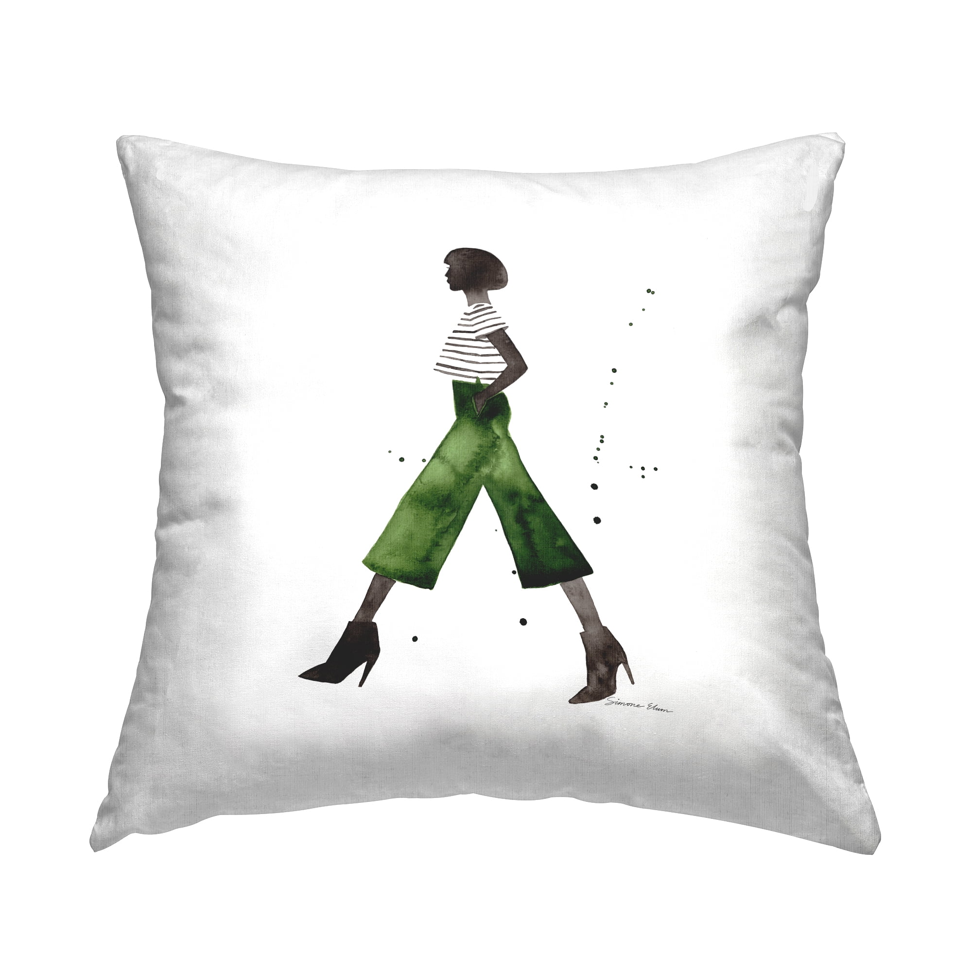 Stupell Industries Green Modern Fashionista Square Decorative Printed Throw Pillow, 18 x 18