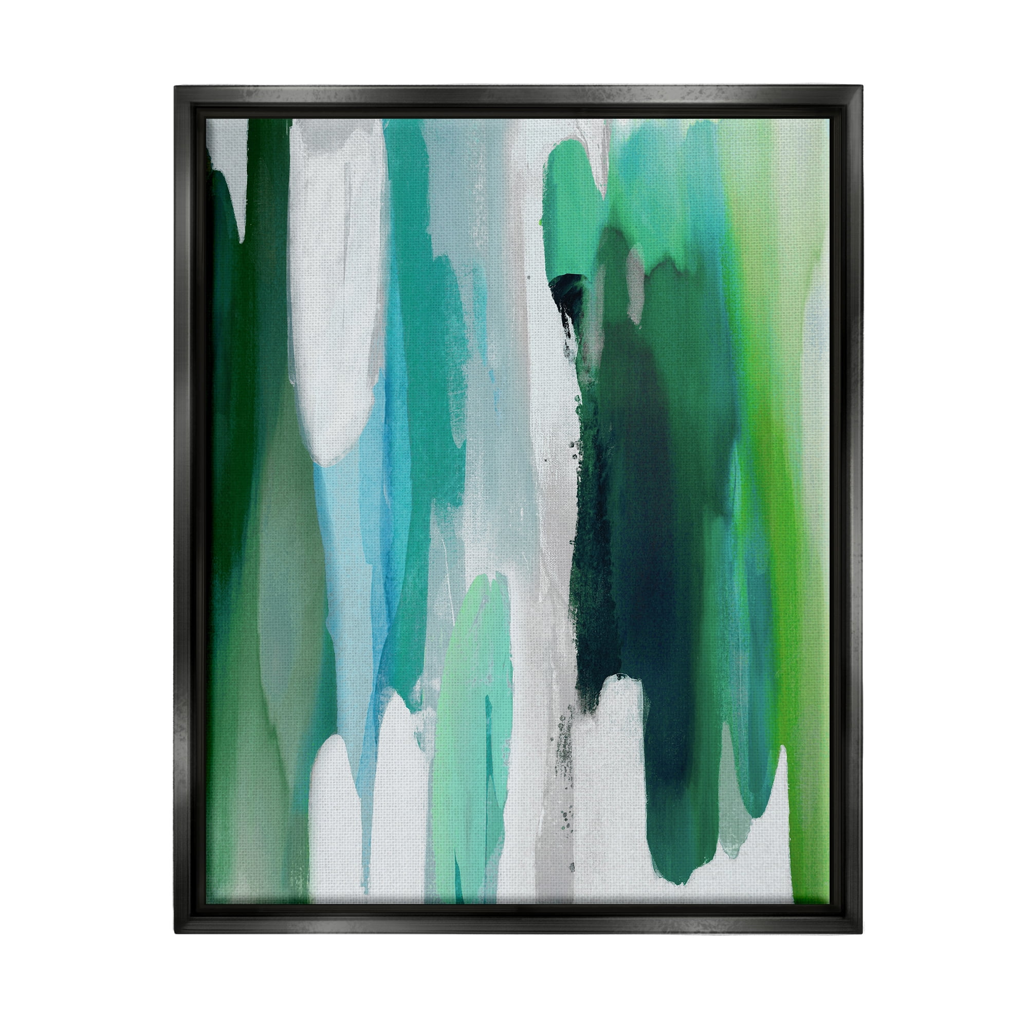 Stupell Industries Green Modern Pattern Abstract Painting Black Floater Framed Art Print Wall Art, 17 x 21