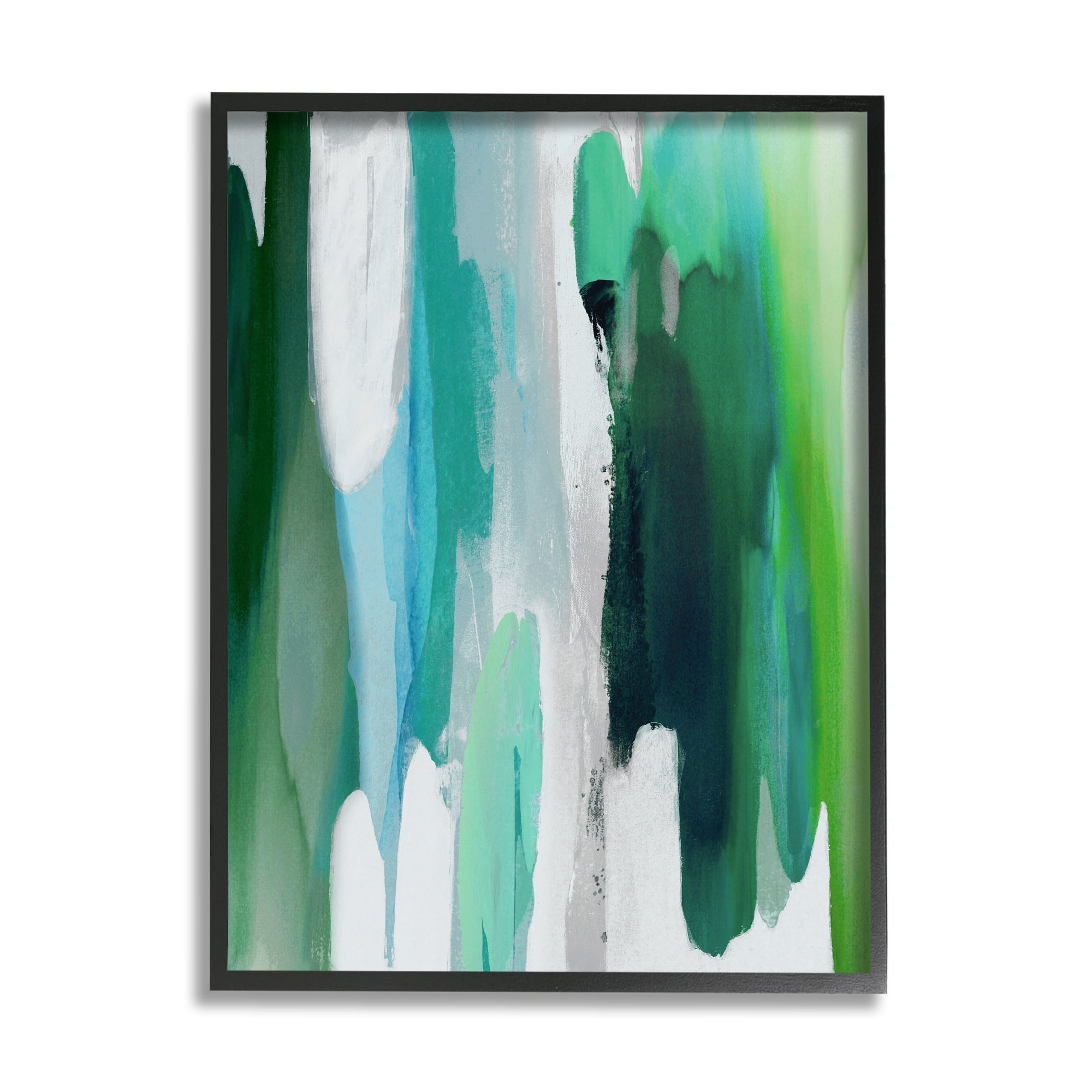Stupell Industries Green Modern Pattern Abstract Painting Black Framed Art Print Wall Art, 11 x 14