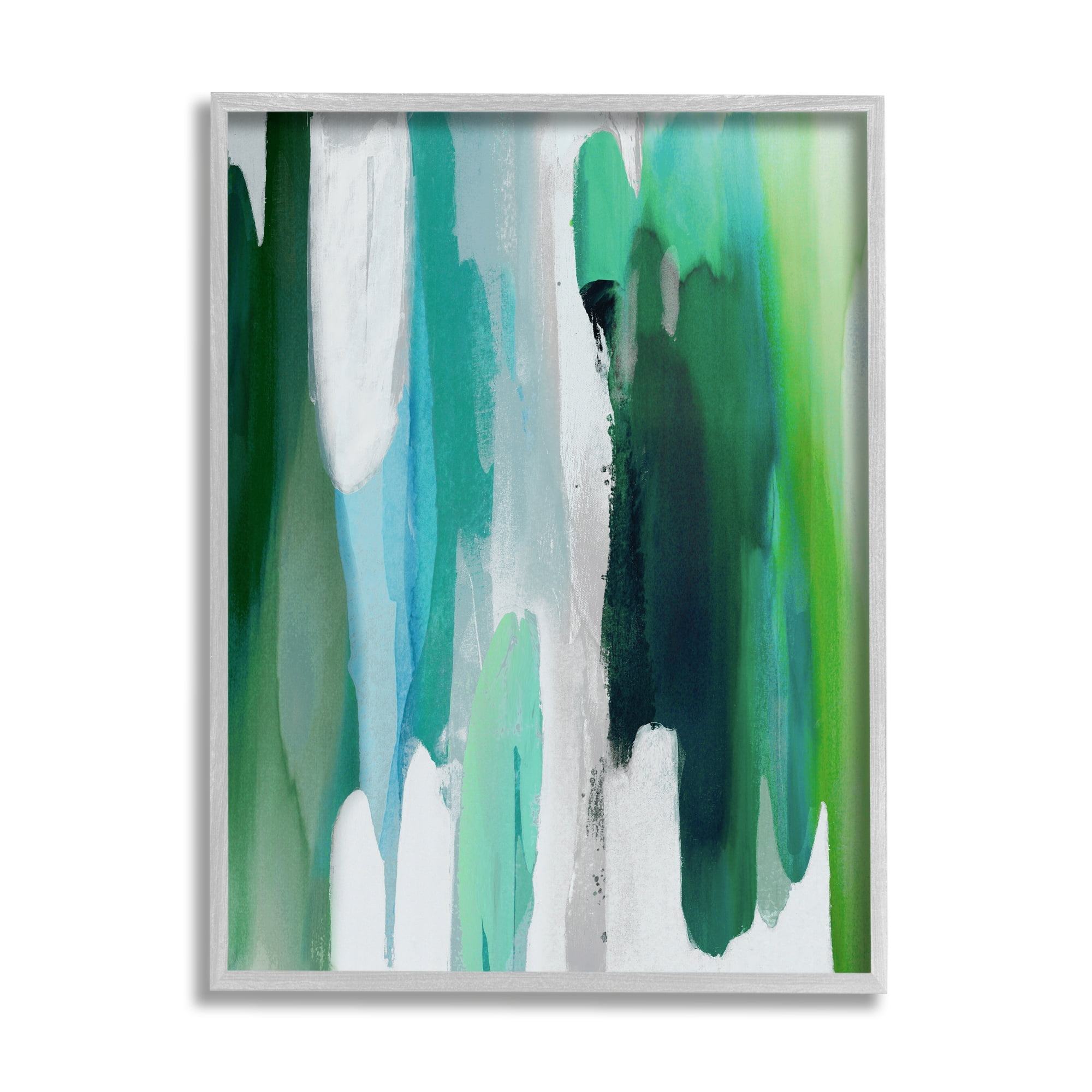 Stupell Industries Green Modern Pattern Abstract Painting Gray Framed Art Print Wall Art, 11 x 14