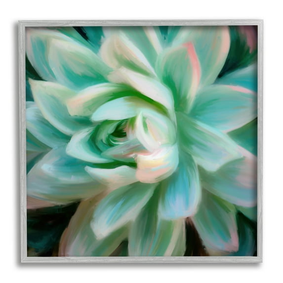Stupell Industries Green Modern Succulent Botanical & Floral Painting Gray Framed Art Print Wall Art, 17 x 17