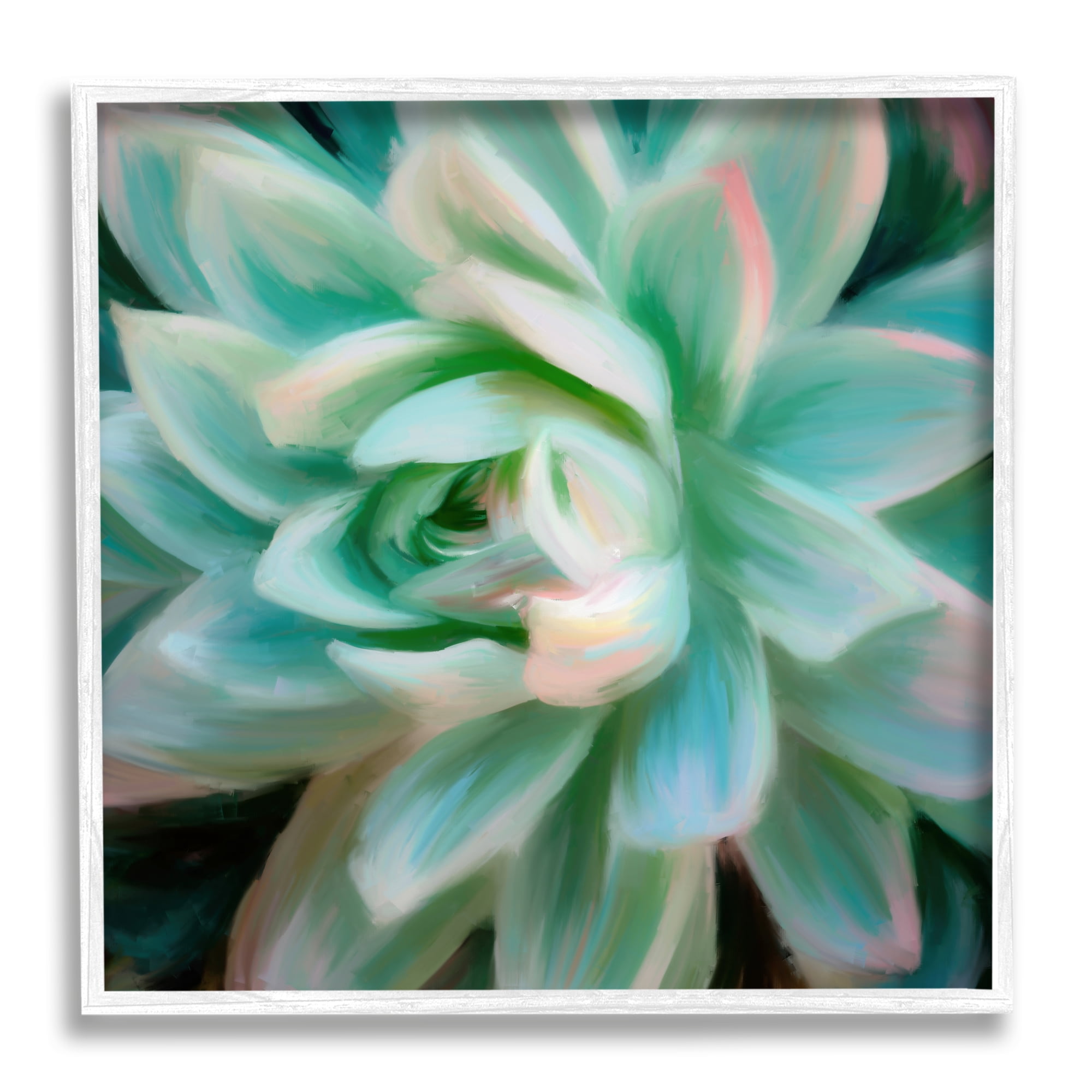 Stupell Industries Green Modern Succulent Botanical & Floral Painting White Framed Art Print Wall Art, 17 x 17