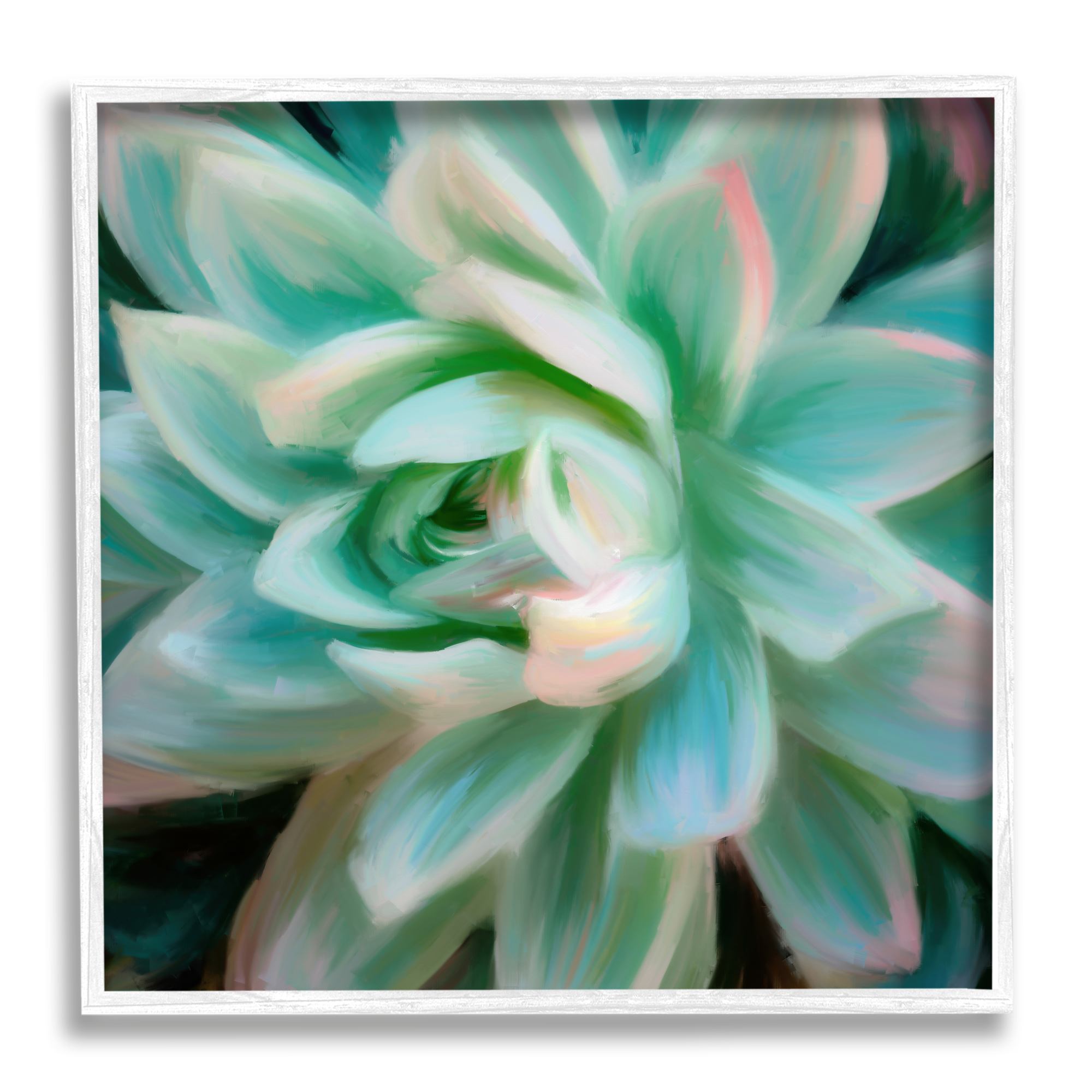 Stupell Industries Green Modern Succulent Botanical & Floral Painting White Framed Art Print Wall Art, 24 x 24