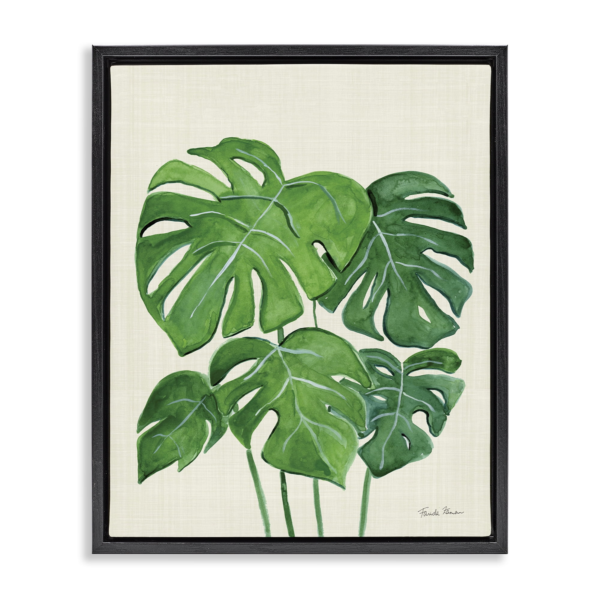 Stupell Industries Green Monstera Bundle Botanical & Floral Painting Black Floater Framed Art Print Wall Art, 25 x 31