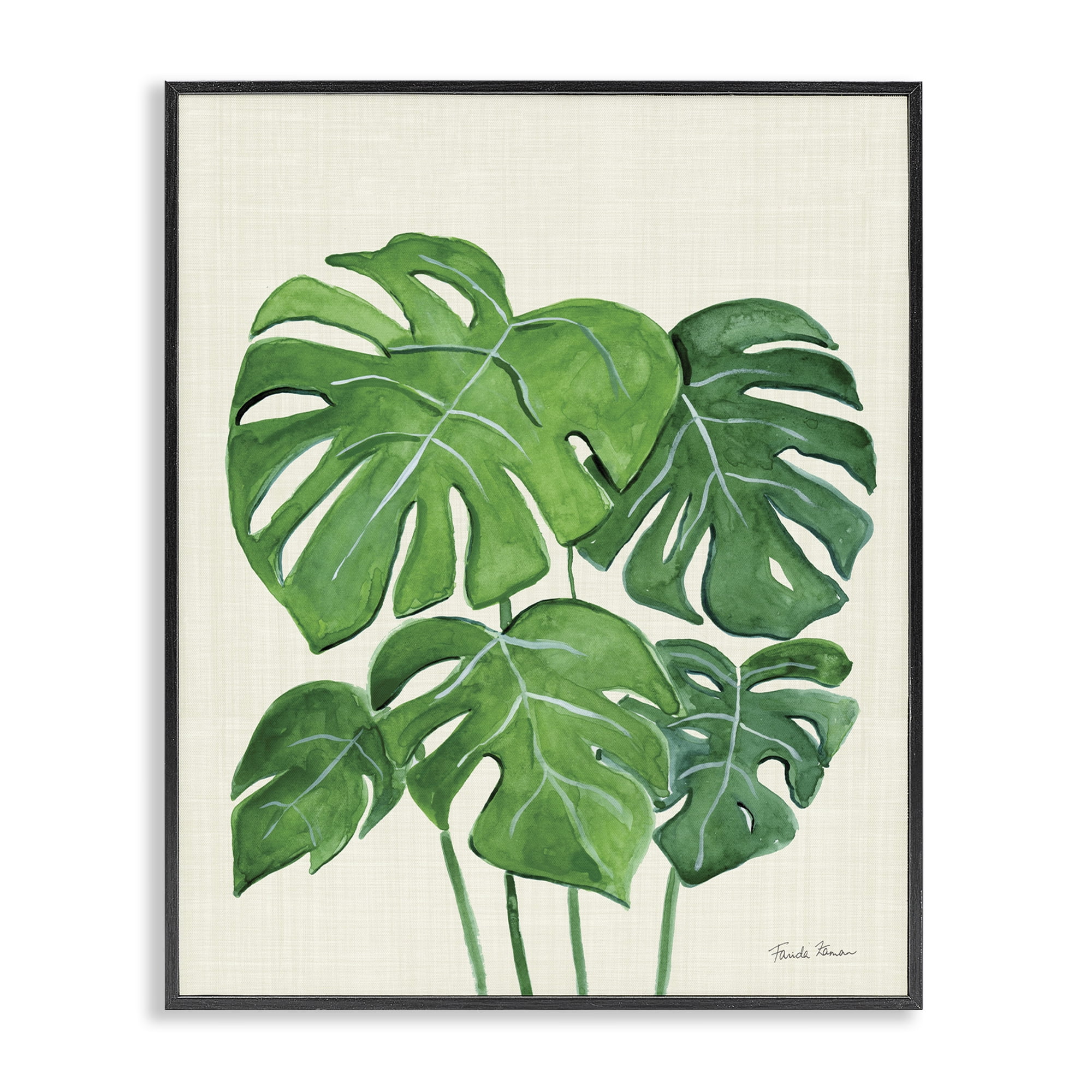 Stupell Industries Green Monstera Bundle Botanical & Floral Painting Black Framed Art Print Wall Art, 24 x 30