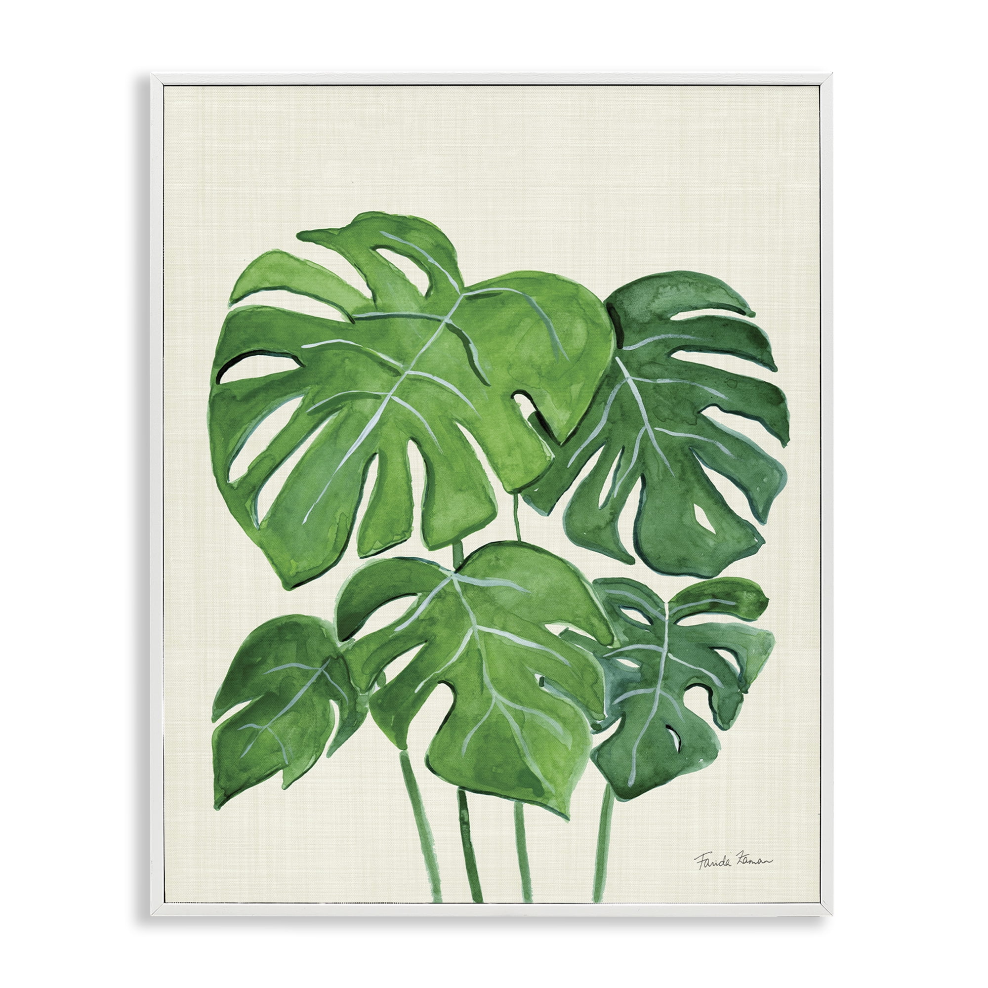 Stupell Industries Green Monstera Bundle Botanical & Floral Painting White Framed Art Print Wall Art, 11 x 14