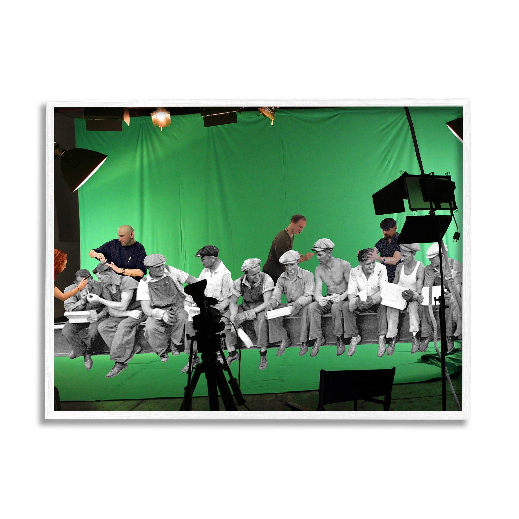 Green Movie Set Vintage Monochrome People Collage Novelty Graphic Art Framed Art Print Wall Art