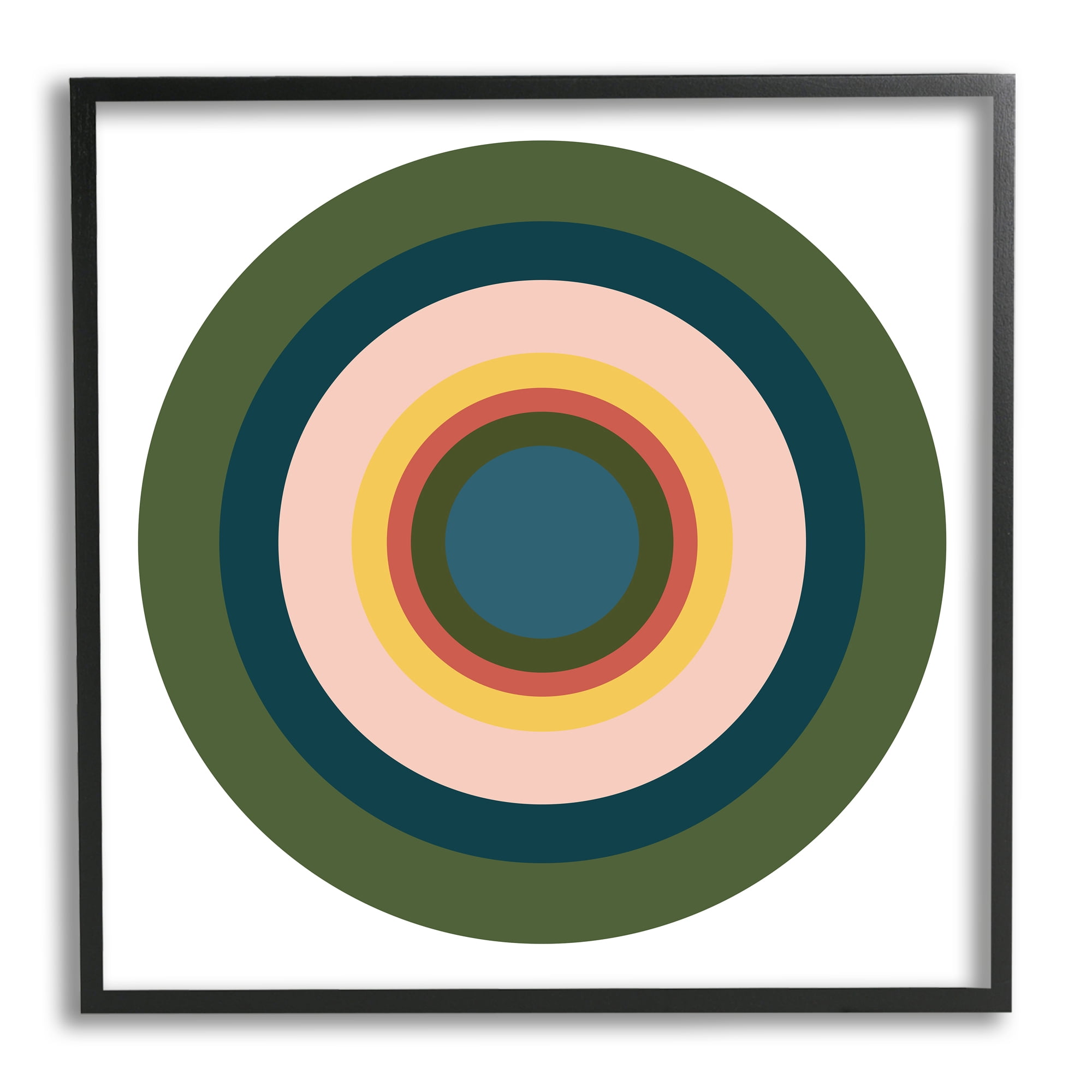 Stupell Industries Green Muted Circles Abstract Painting Black Framed Art Print Wall Art, 17 x 17