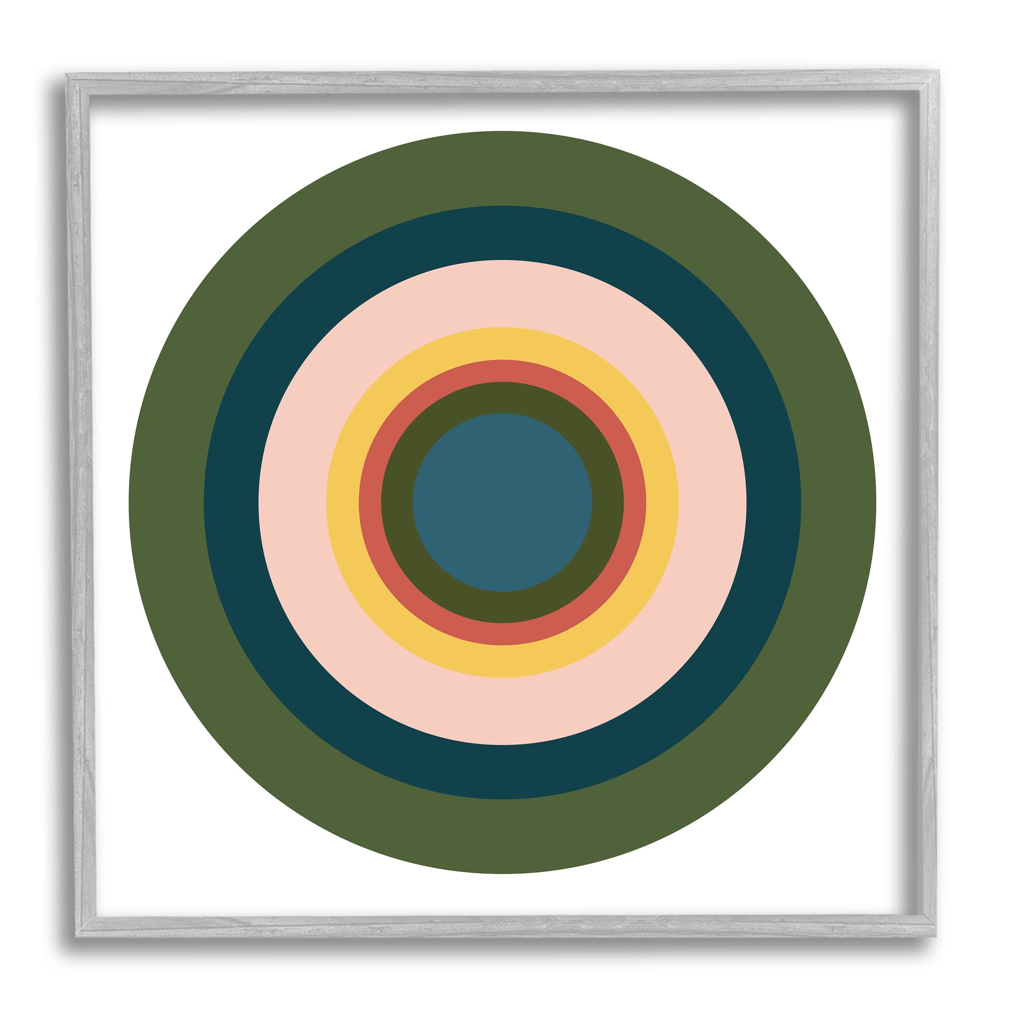 Stupell Industries Green Muted Circles Abstract Painting Gray Framed Art Print Wall Art, 12 x 12
