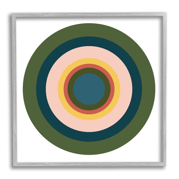 Stupell Industries Green Muted Circles Abstract Painting Gray Framed Art Print Wall Art, 12 x 12