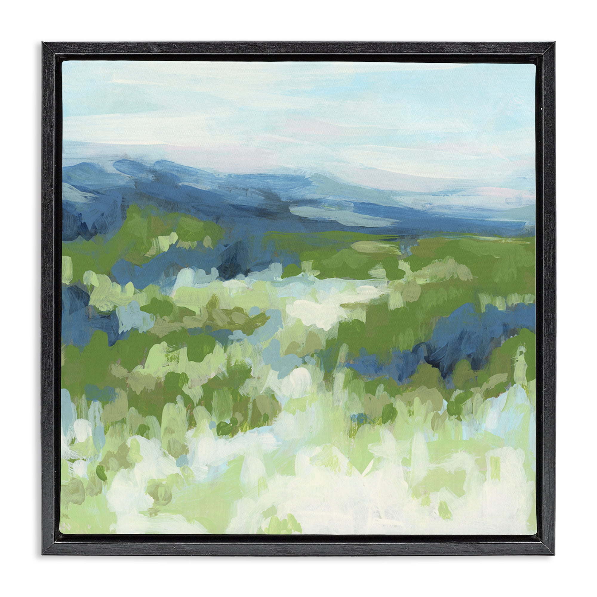 Stupell Industries Green Nature Abstraction Abstract Painting Black Floater Framed Canvas Art Print Wall Art, 18 x 18