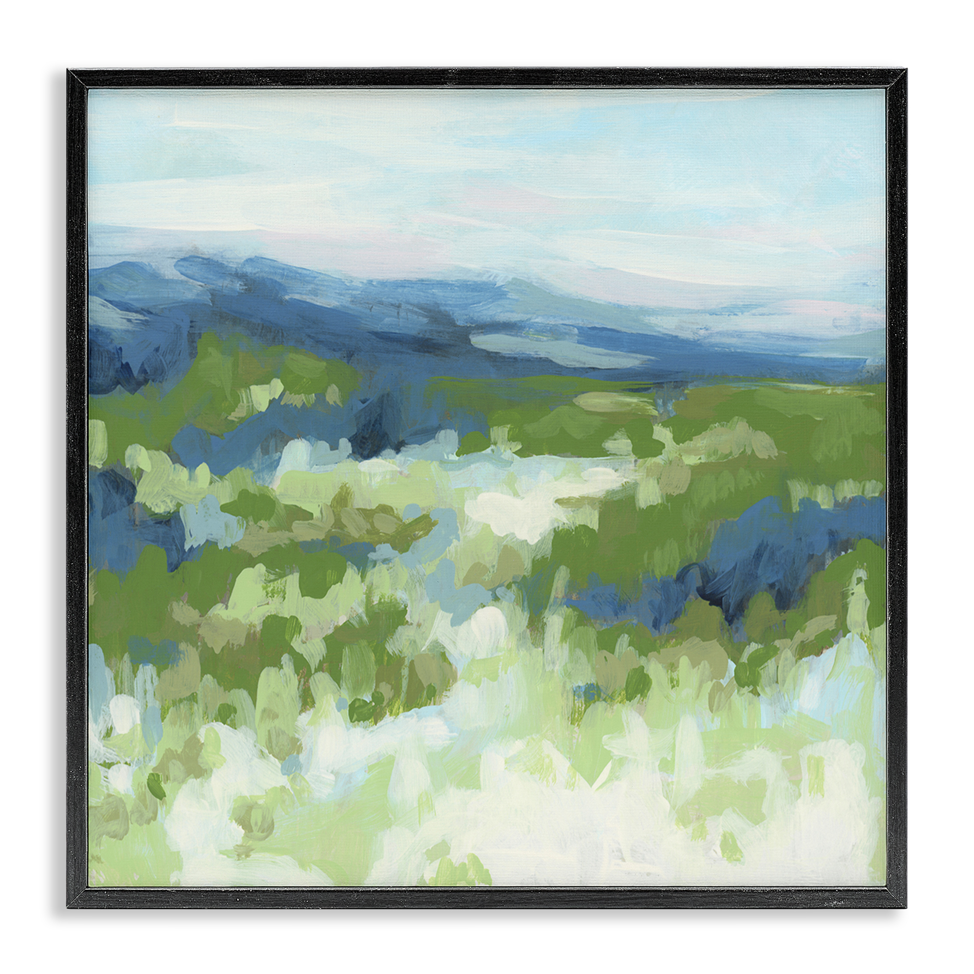 Stupell Industries Green Nature Abstraction Abstract Painting Black Framed Art Print Wall Art, 17 x 17