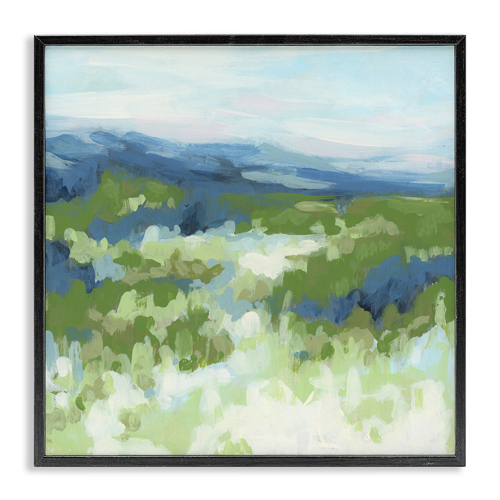 Stupell Industries Green Nature Abstraction Abstract Painting Black Framed Art Print Wall Art, 24 x 24