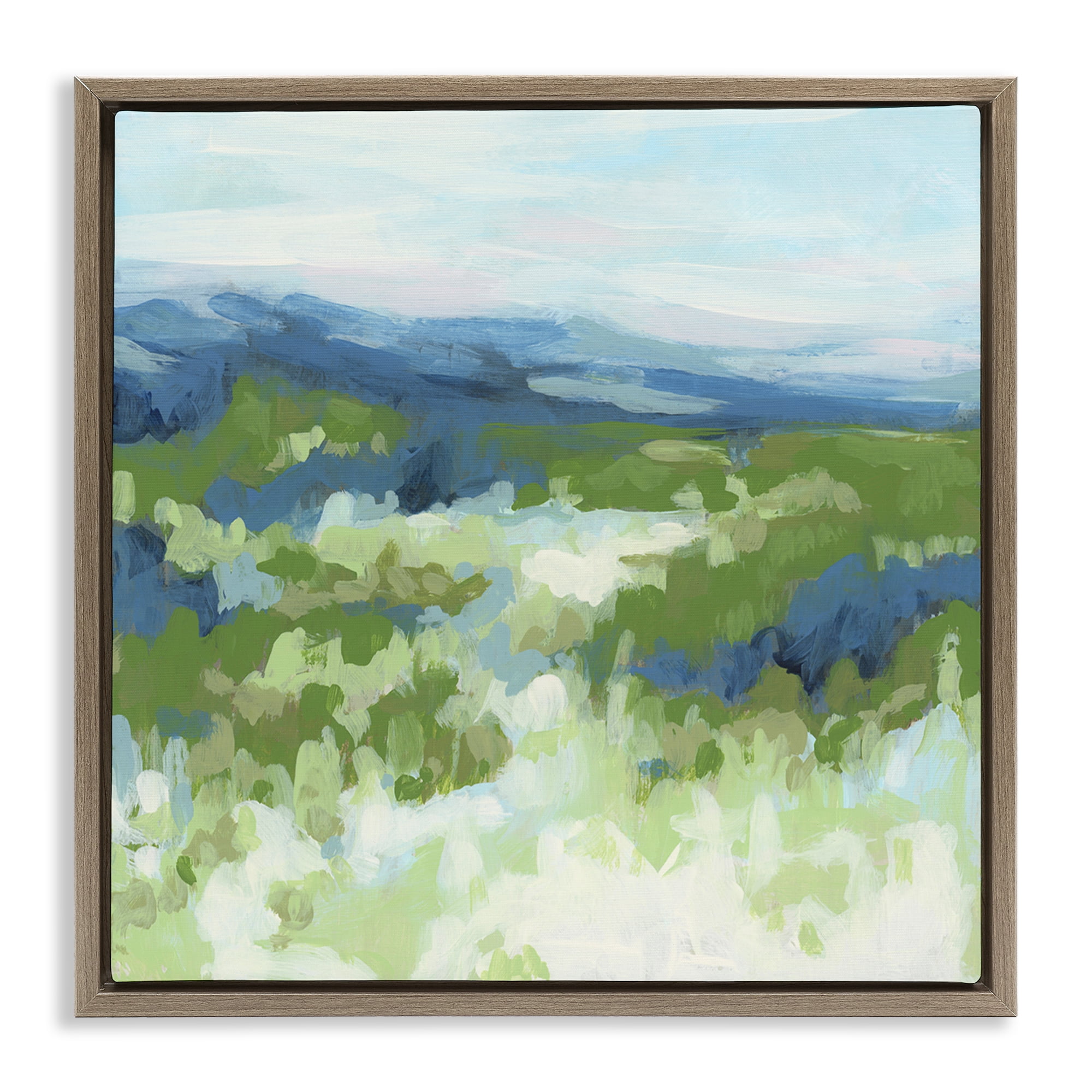Stupell Industries Green Nature Abstraction Abstract Painting Brown Floater Framed Canvas Art Print Wall Art, 25 x 25