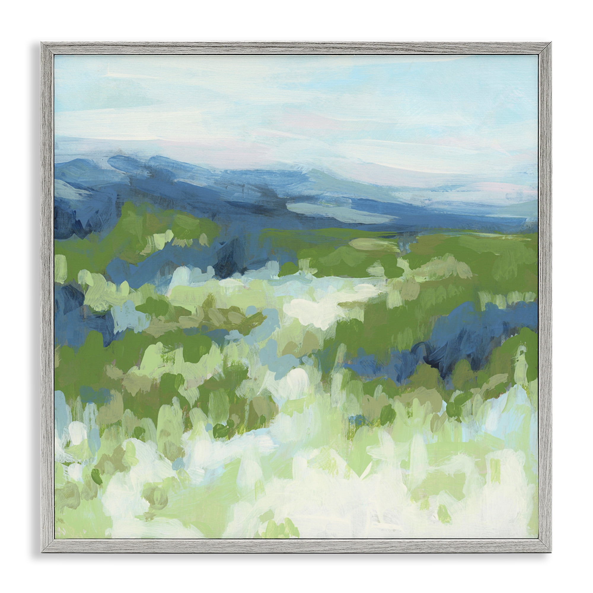 Stupell Industries Green Nature Abstraction Abstract Painting Gray Framed Art Print Wall Art, 17 x 17