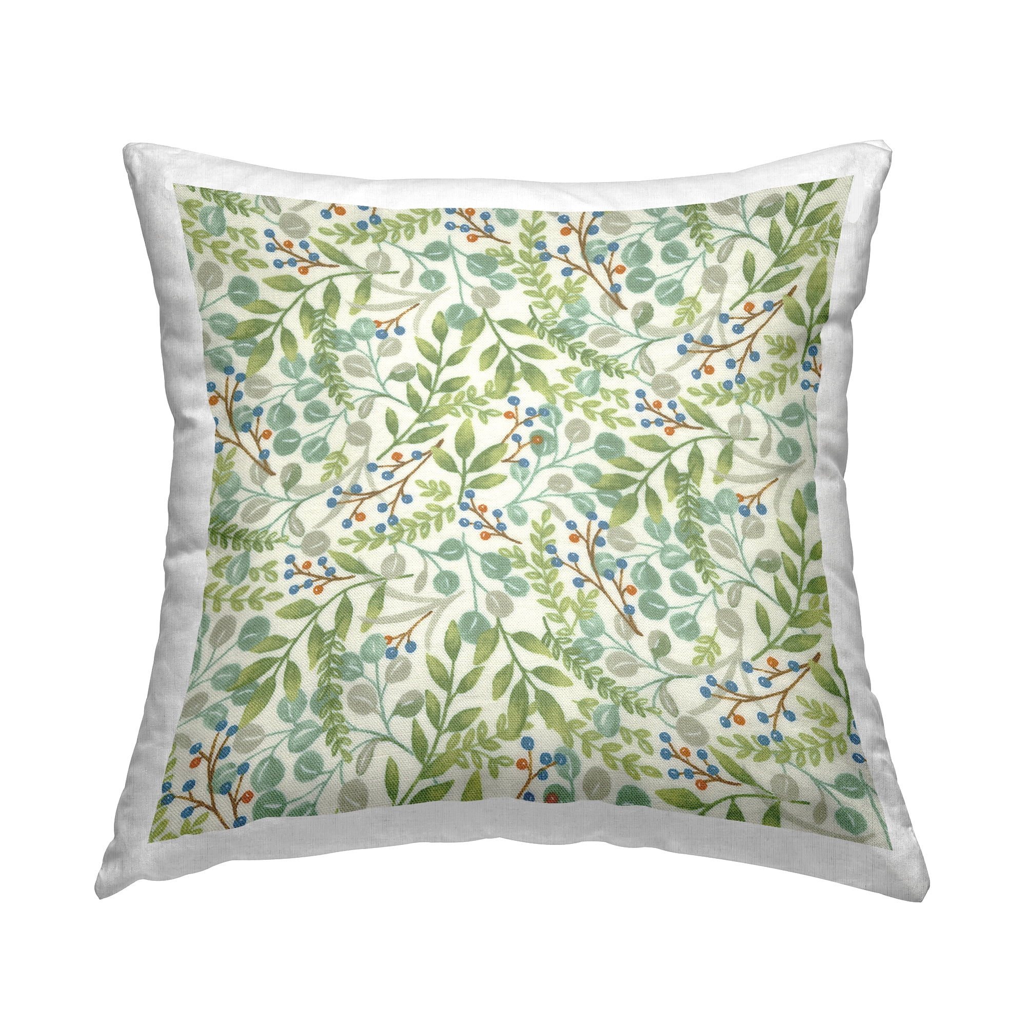 Stupell Industries Green Nature Leaves Sprouts Printed Throw Pillow Design by Deb Strain