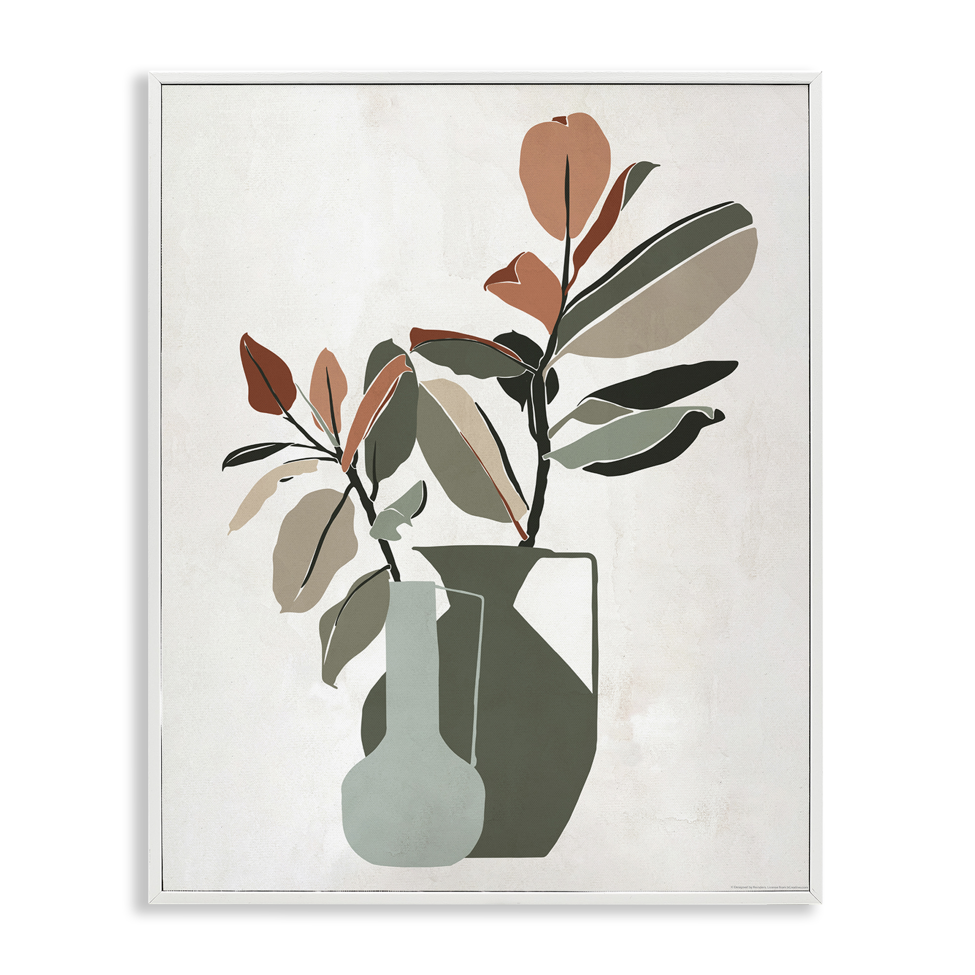 Stupell Industries Green Neutral Palette Plants Plants & Flowers Painting White Framed Art Print Wall Art, 11 x 14