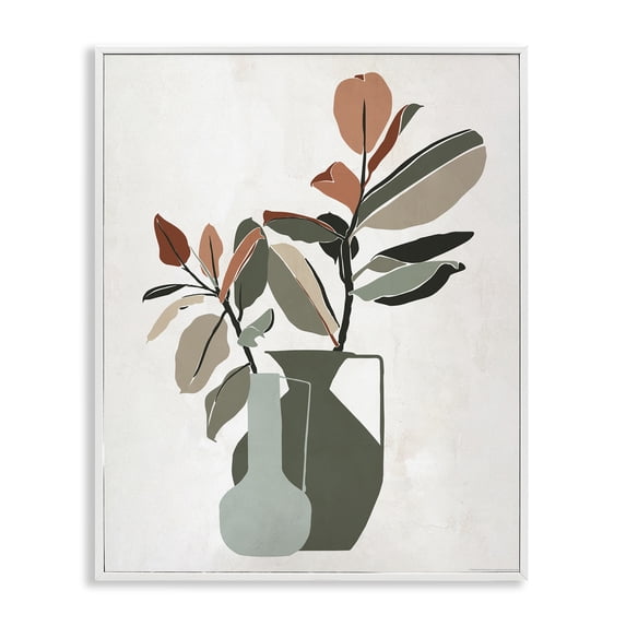 Stupell Industries Green Neutral Palette Plants Plants & Flowers Painting White Framed Art Print Wall Art, 24 x 30