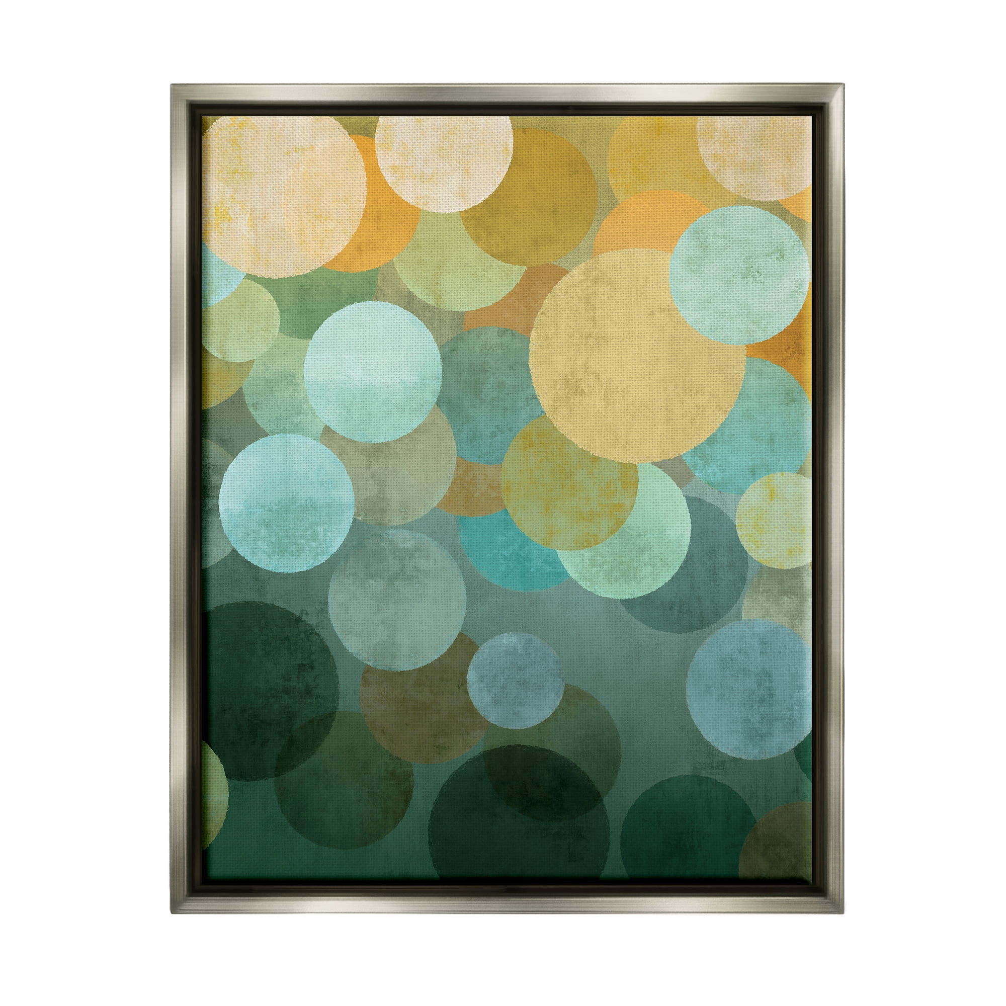 Stupell Industries Green Ombre Circles Pattern Abstract Painting Gray Floater Framed Art Print Wall Art, 17 x 21