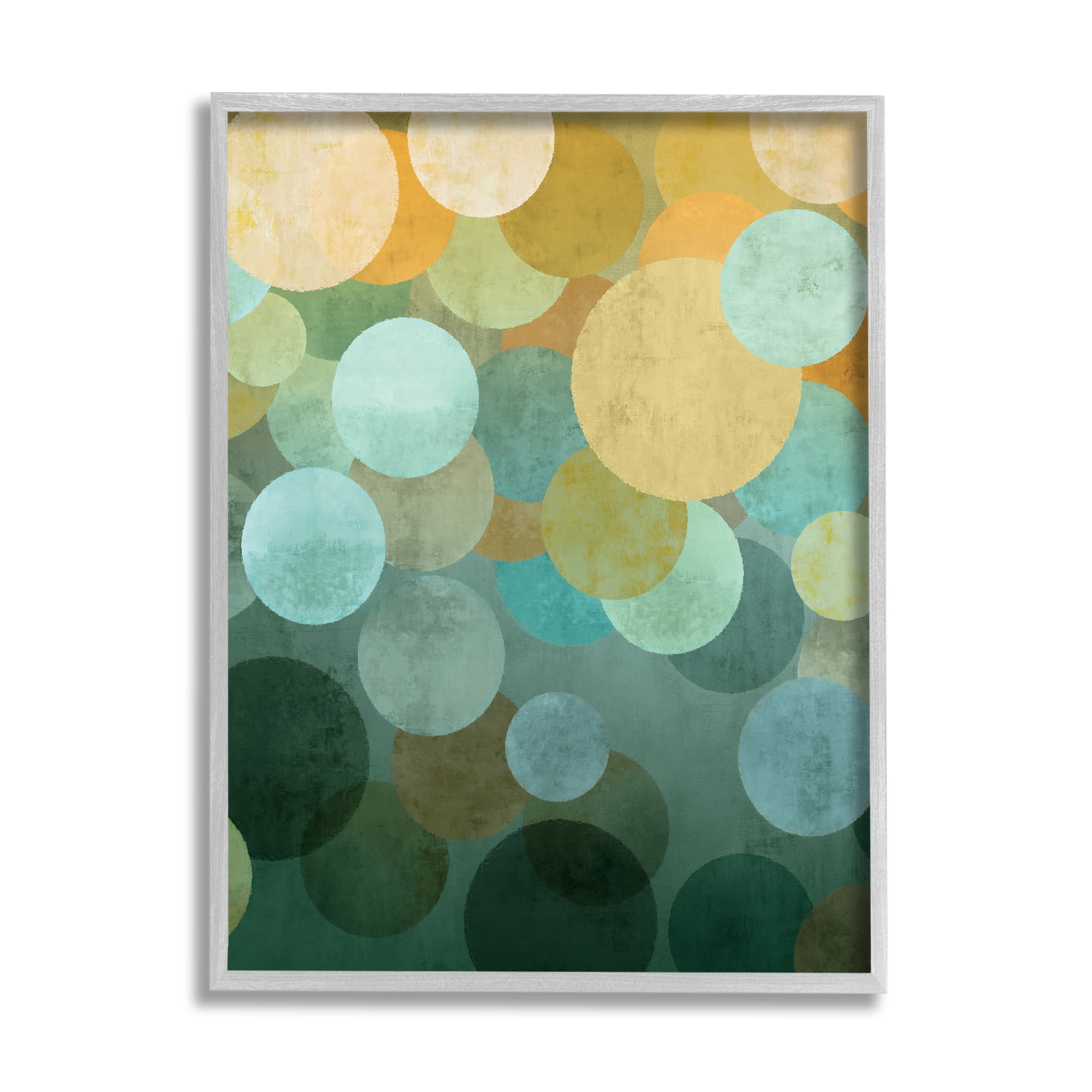 Stupell Industries Green Ombre Circles Pattern Abstract Painting Gray Framed Art Print Wall Art, 11 x 14