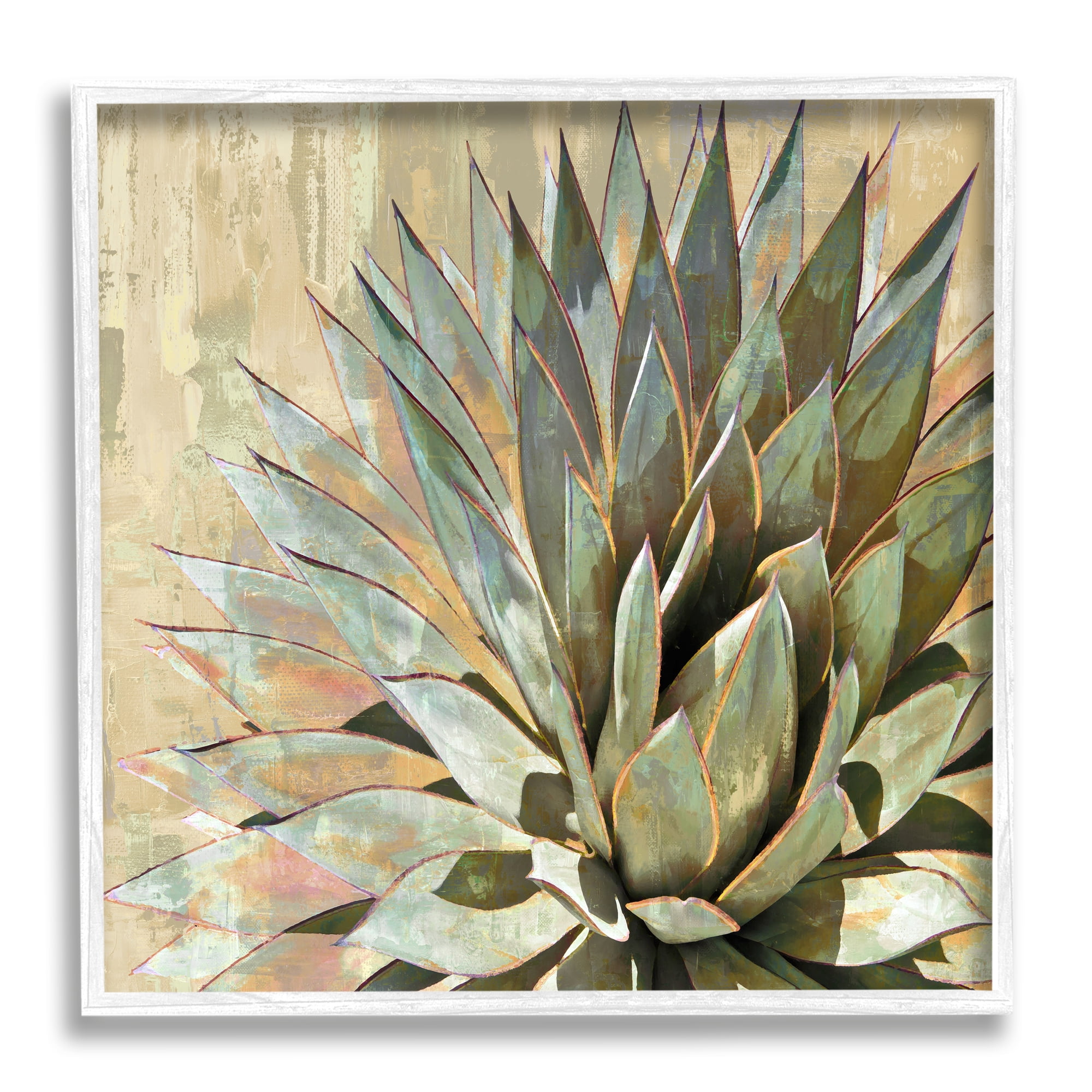 Stupell Industries Green Painted Botanical Succulent Agave Leaves, 12 x 12,Design by Lindsay Benson