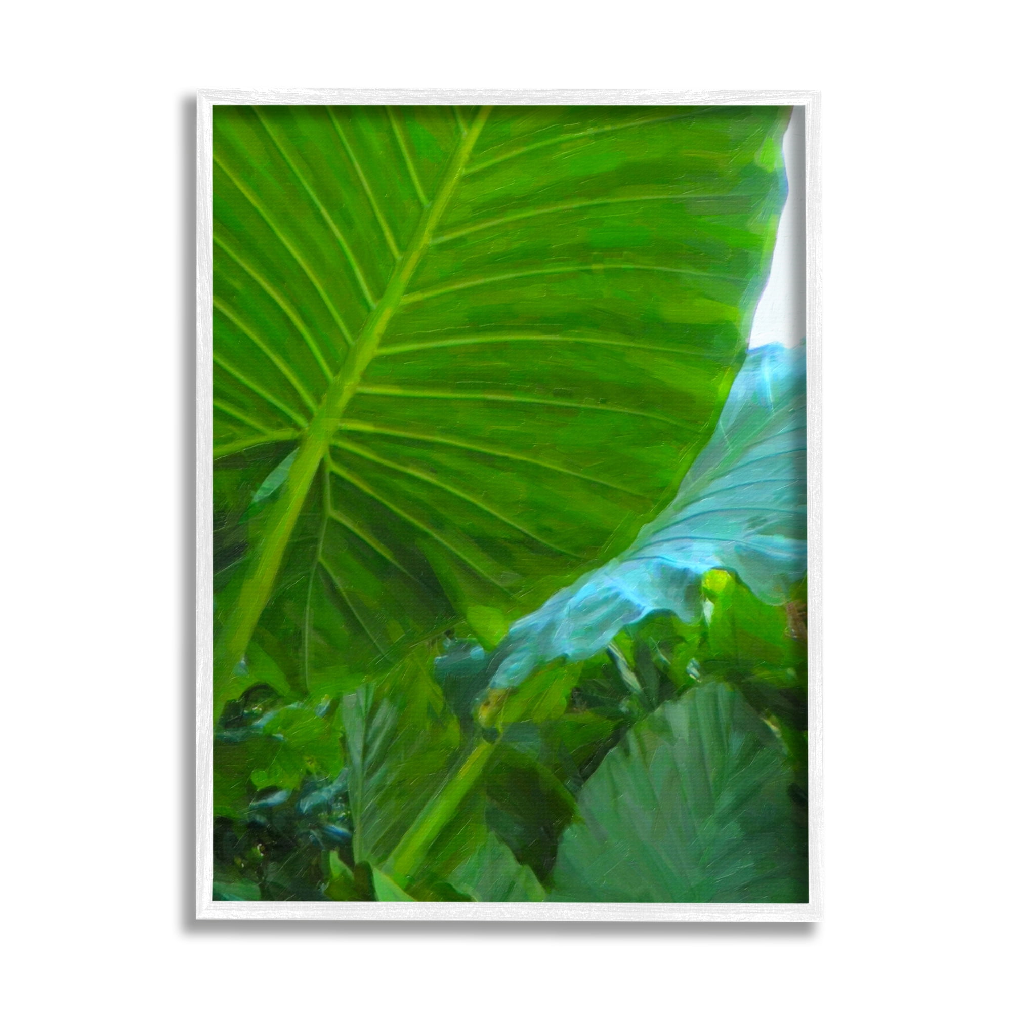 Stupell Industries Green Palm Leaf Painting Botanical & Floral Photography White Framed Art Print Wall Art, 16 x 20