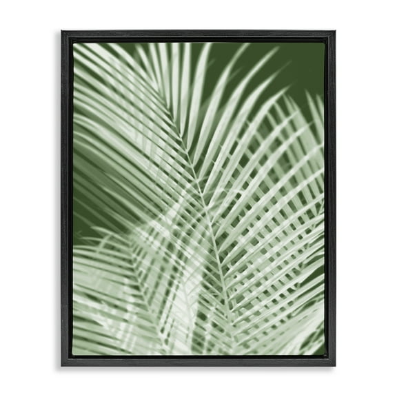 Stupell Industries Green Palm Leaves Botanical & Floral Painting Black Floater Framed Art Print Wall Art, 17 x 21