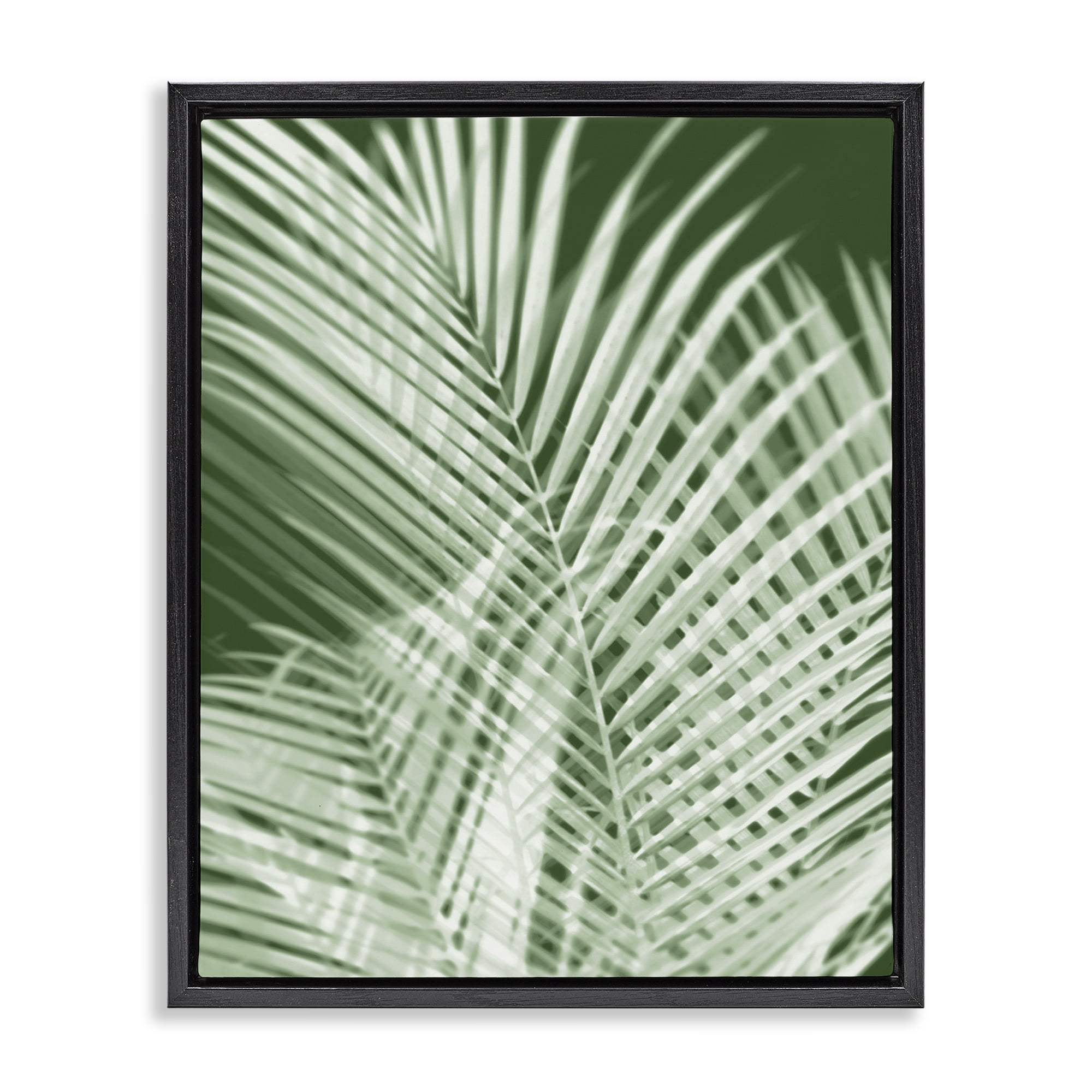 Stupell Industries Green Palm Leaves Botanical & Floral Painting Black Floater Framed Art Print Wall Art, 25 x 31
