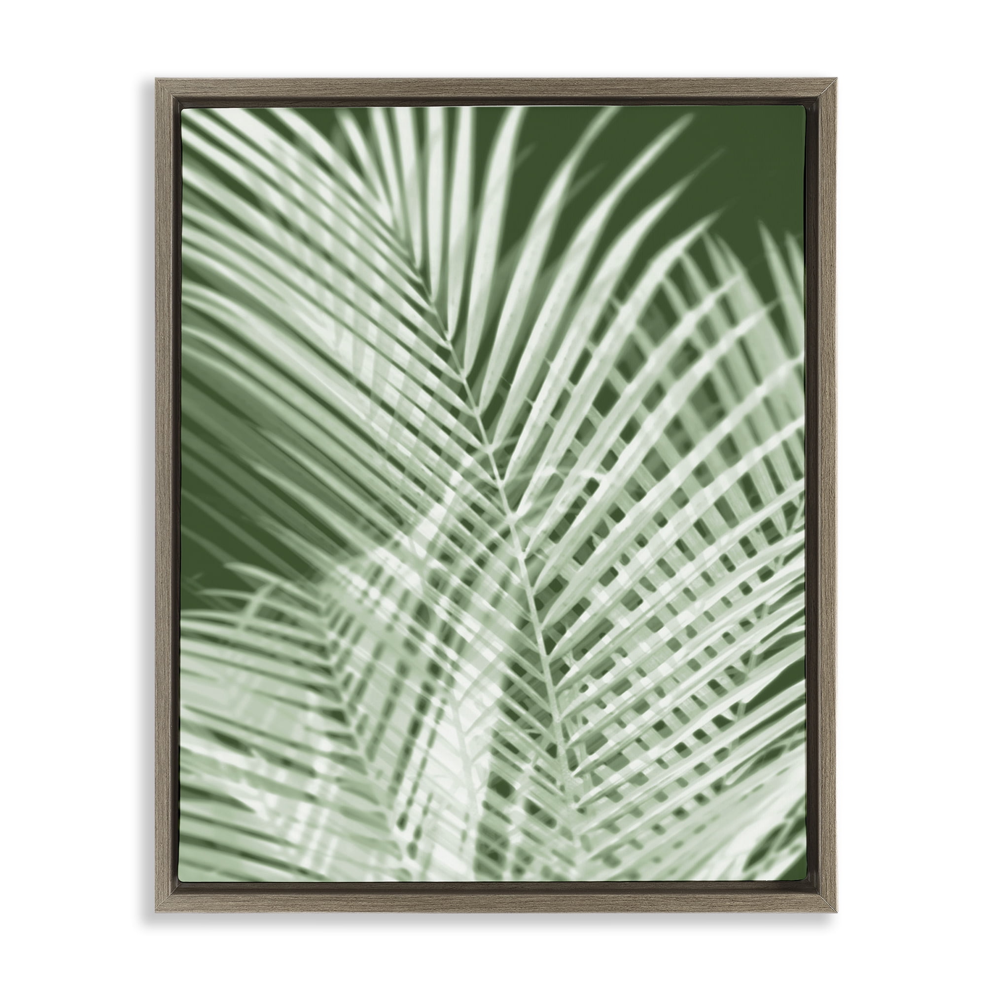 Stupell Industries Green Palm Leaves Botanical & Floral Painting Brown Floater Framed Art Print Wall Art, 25 x 31
