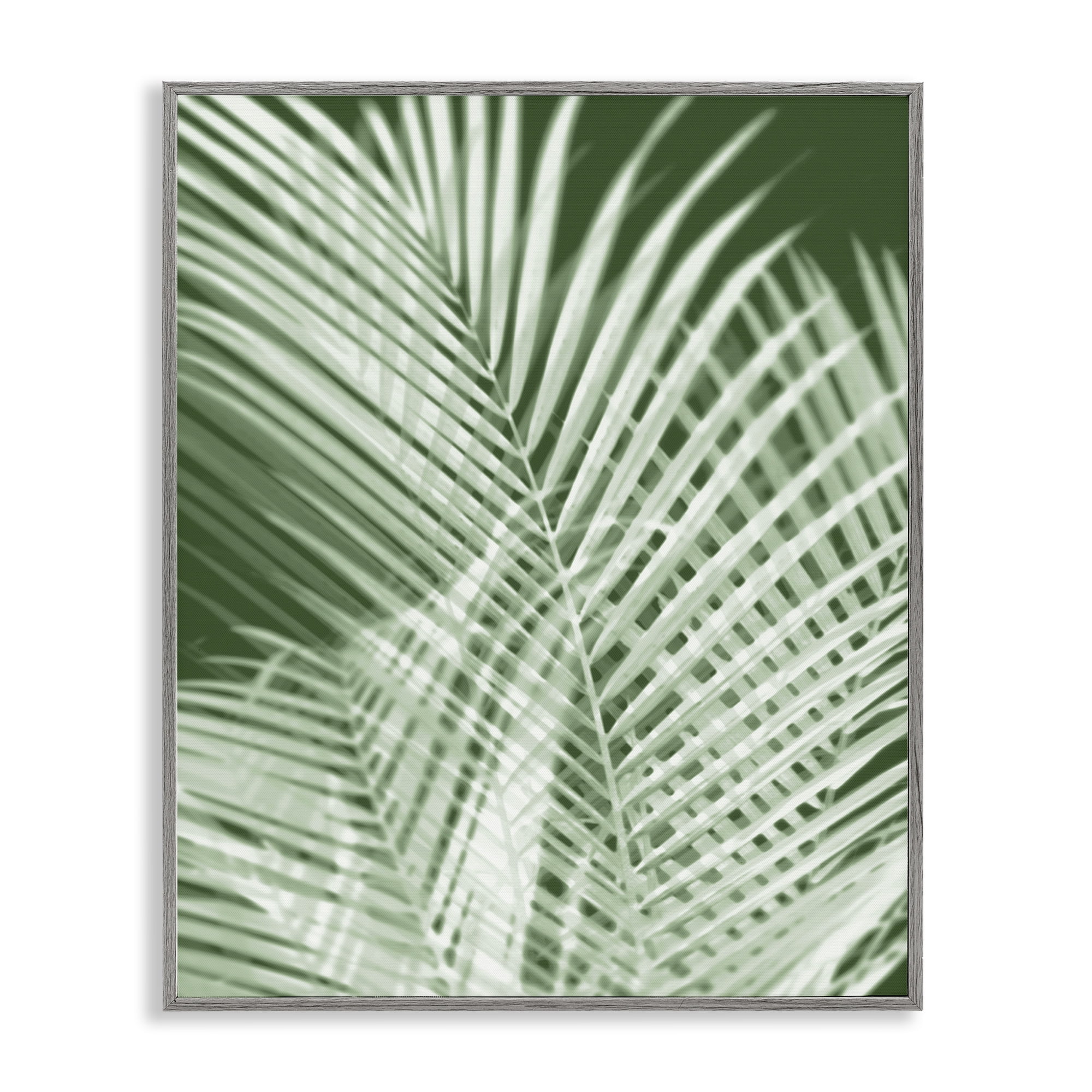 Stupell Industries Green Palm Leaves Botanical & Floral Painting Gray Framed Art Print Wall Art, 24 x 30