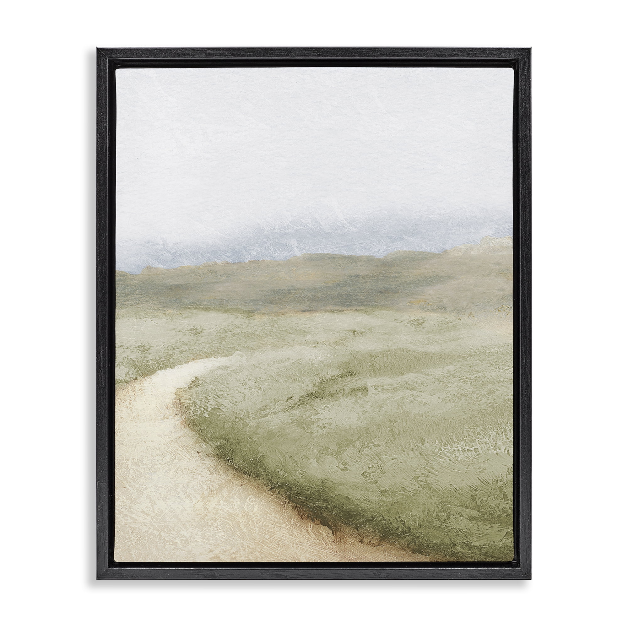 Stupell Industries Green Pasture Quiet Landscape Black Framed Floater Canvas Wall Art, design by Michael Marcon
