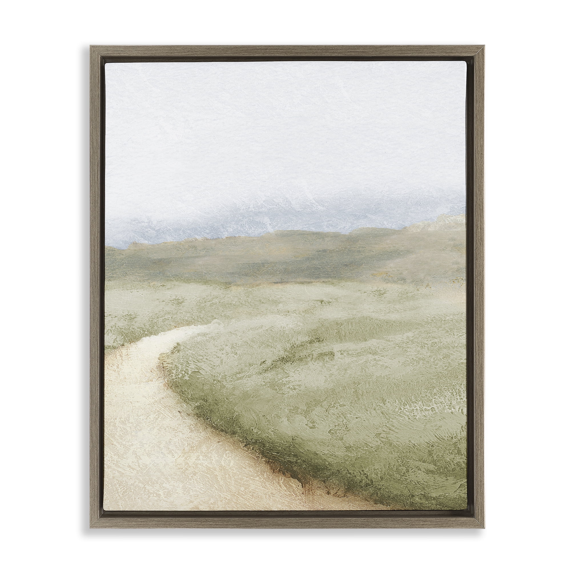 Stupell Industries Green Pasture Quiet Landscape Brown Framed Floater Canvas Wall Art, design by Michael Marcon
