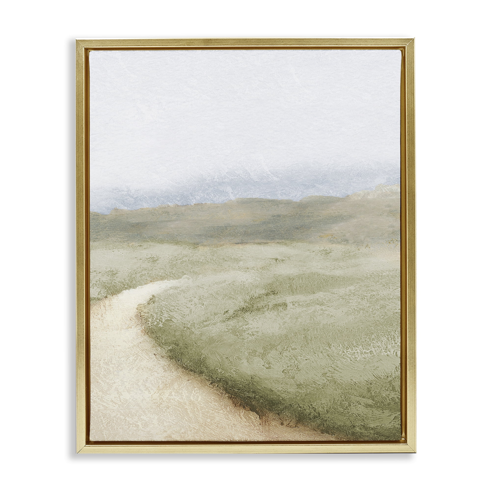 Stupell Industries Green Pasture Quiet Landscape Gold Framed Floater Canvas Wall Art, design by Michael Marcon