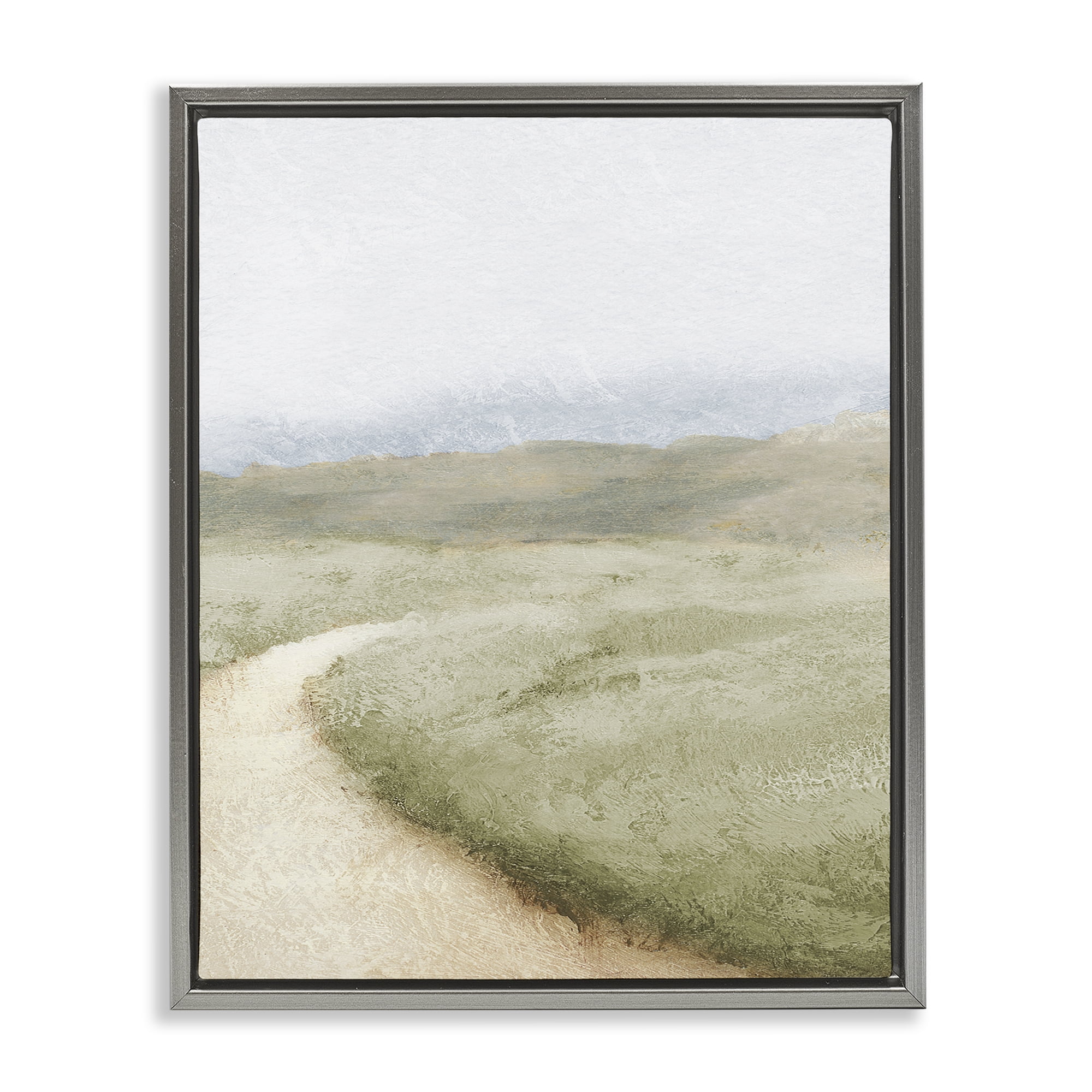 Stupell Industries Green Pasture Quiet Landscape Gray Framed Floater Canvas Wall Art, design by Michael Marcon
