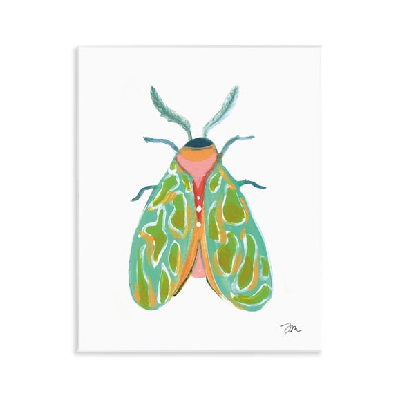 Stupell Industries Green Pattern Moth Insects Painting Unframed Art Print Wall Art, 11 x 14