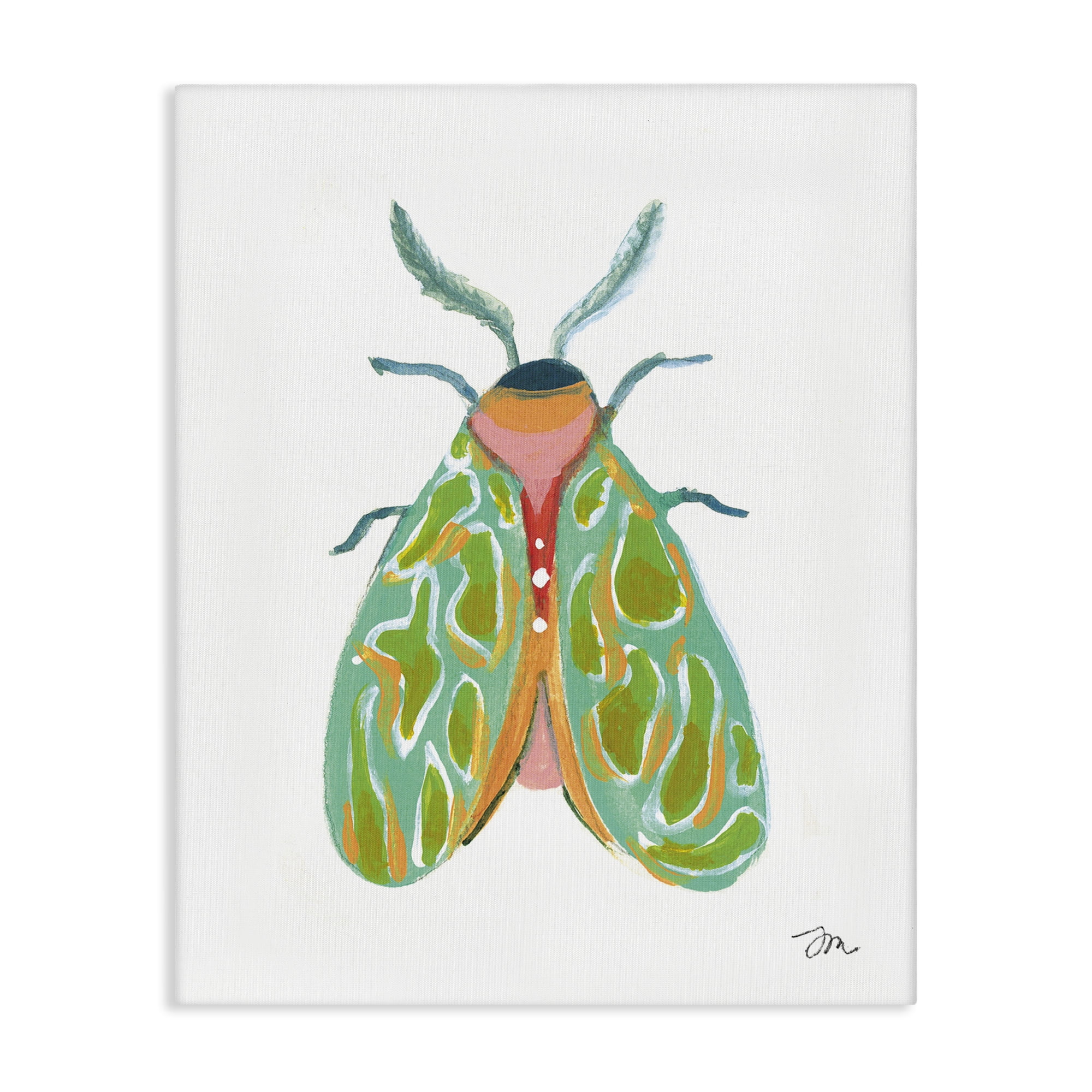Stupell Industries Green Pattern Moth Insects Painting Wrapped Canvas Art Print Wall Art, 16 x 20