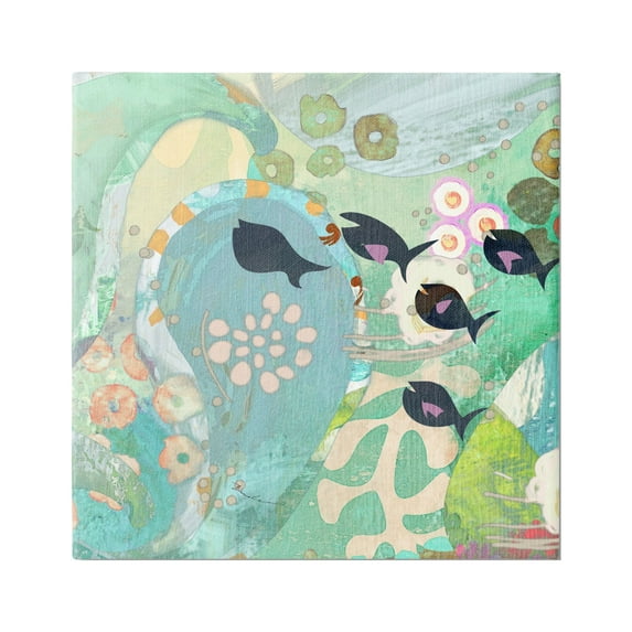 Stupell Industries Green Patterned Fish Collage Animals & Insects Painting Gallery Wrapped Canvas Print Wall Art, 24 x 24