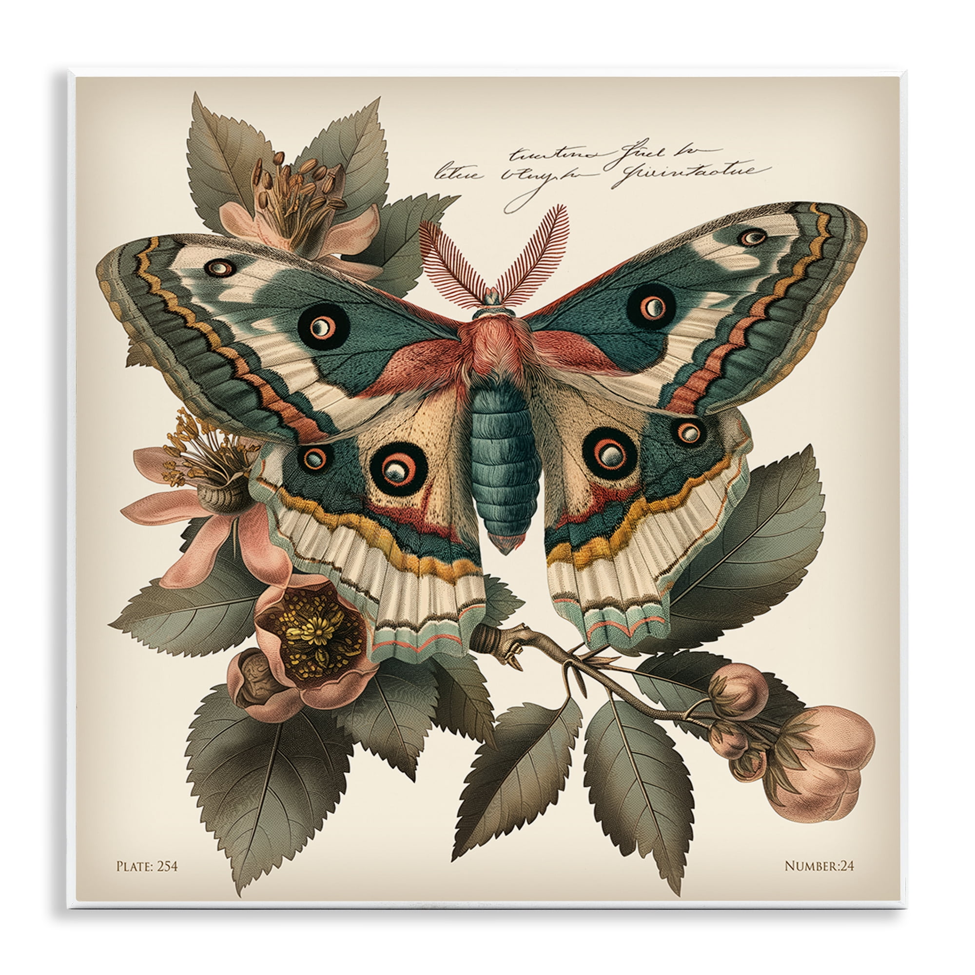 Stupell Industries Green Patterned Moth Animals Painting Unframed Art Print Wall Art, 12 x 12