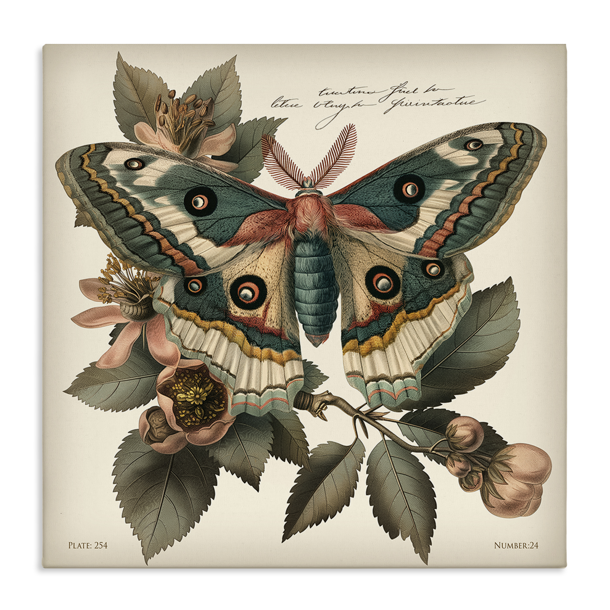 Stupell Industries Green Patterned Moth Animals Painting Wrapped Canvas Art Print Wall Art, 36 x 36