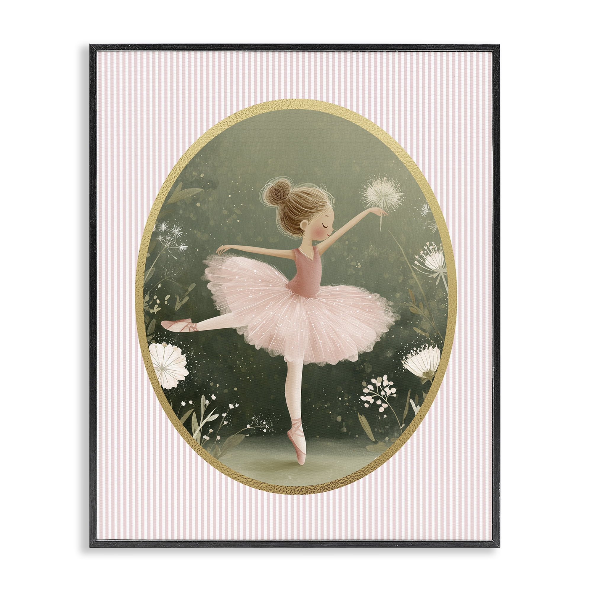 Stupell Industries Green & Pink Ballerina Black Framed Giclee Art, design by Christine Simpson Art